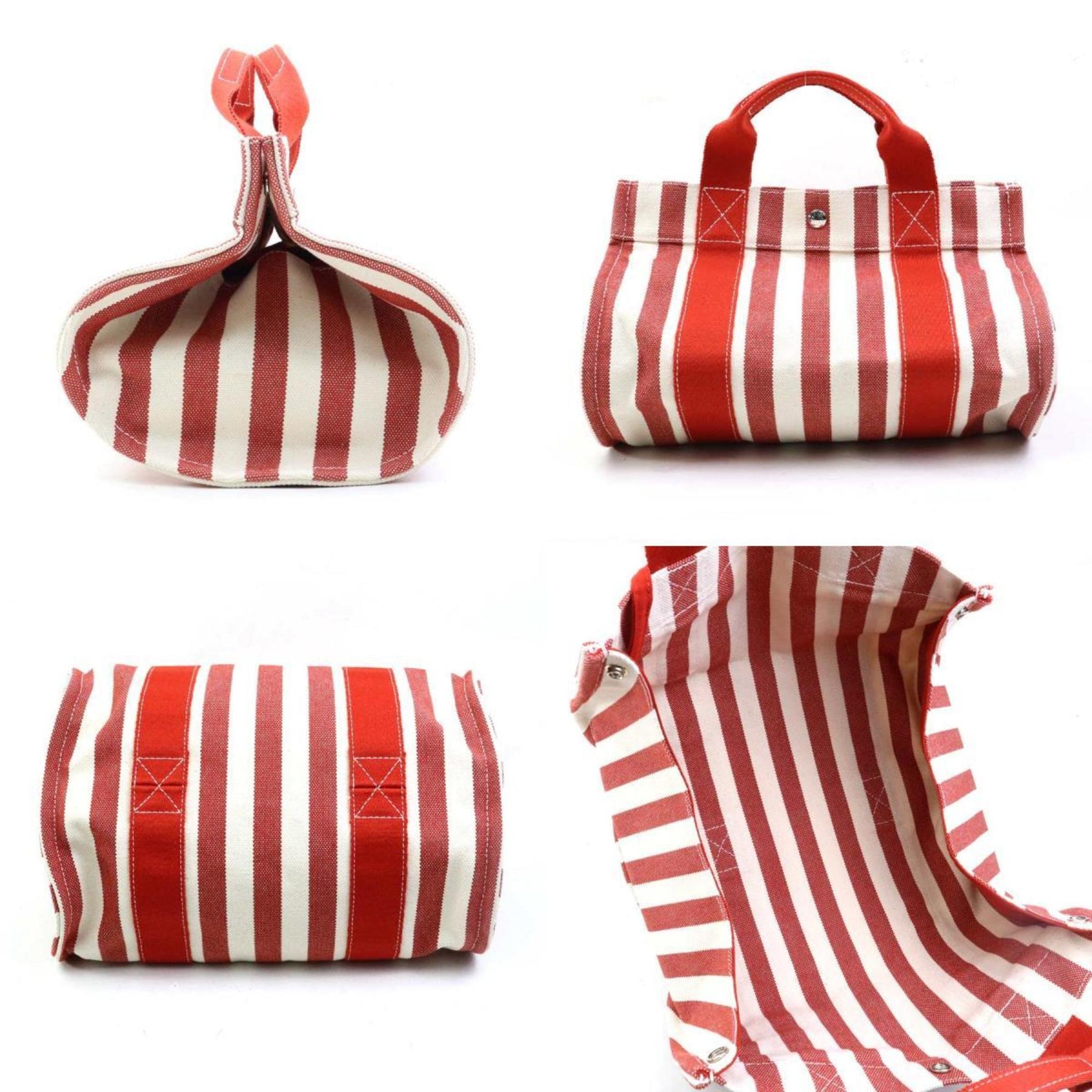 Hermes Hermès Cannes PM handbag tote bag in red, ivory, and silver