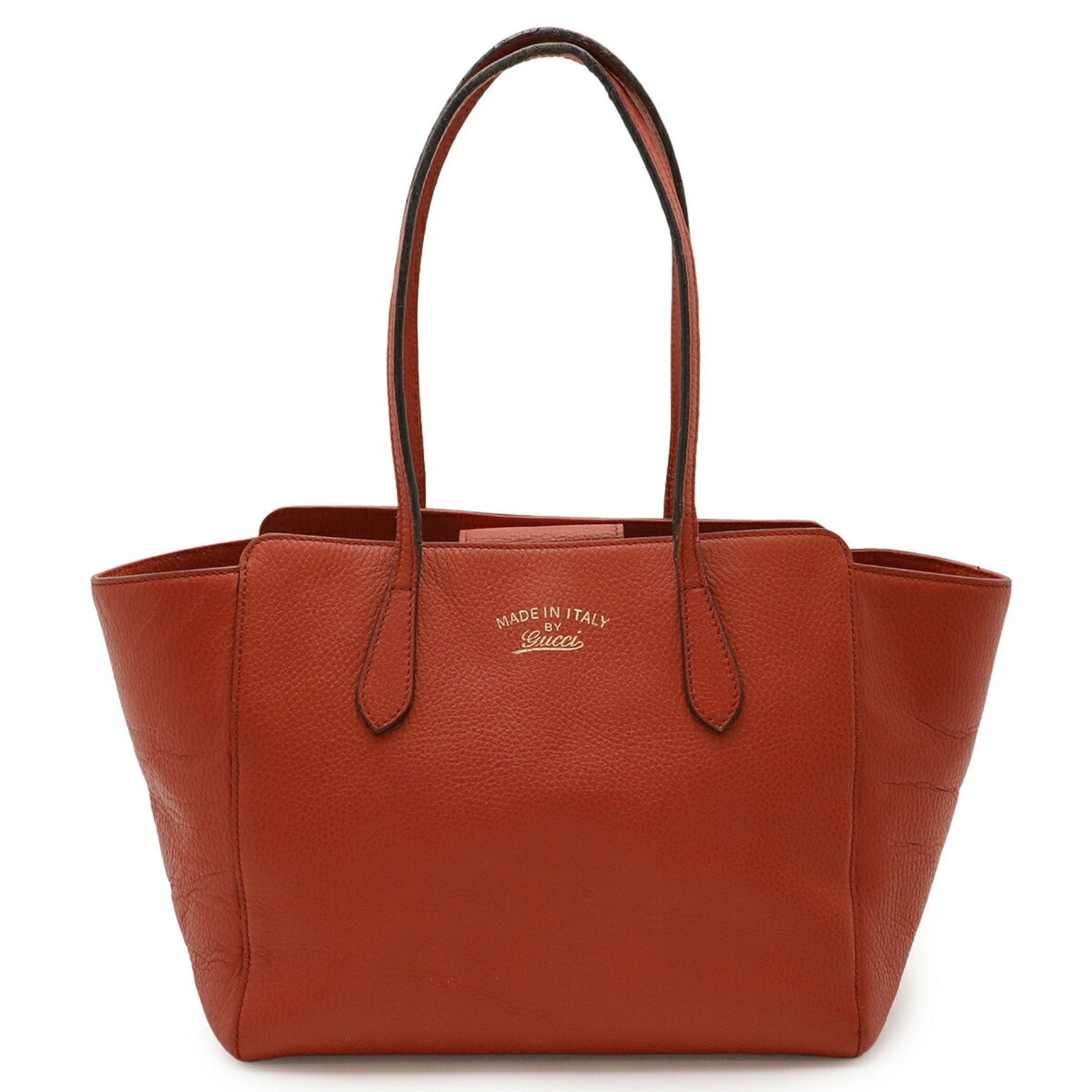 GUCCI Swing Tote Bag Shoulder Leather Red
