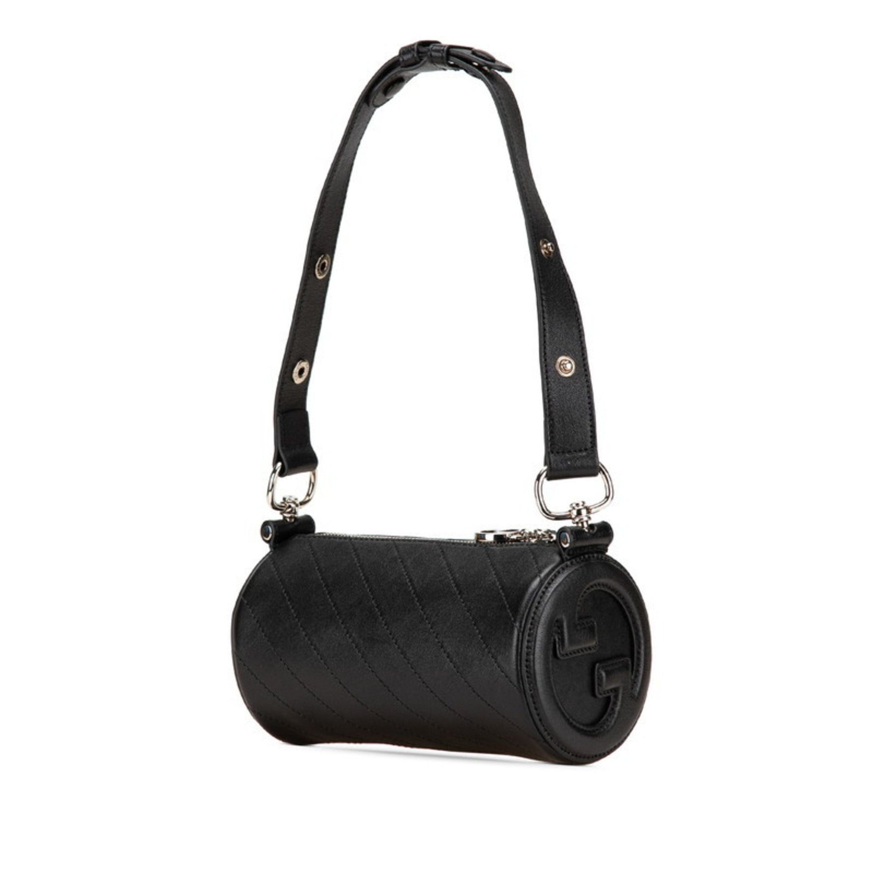 Gucci Blondie Interlocking G Shoulder Bag Black Leather Women's GUCCI