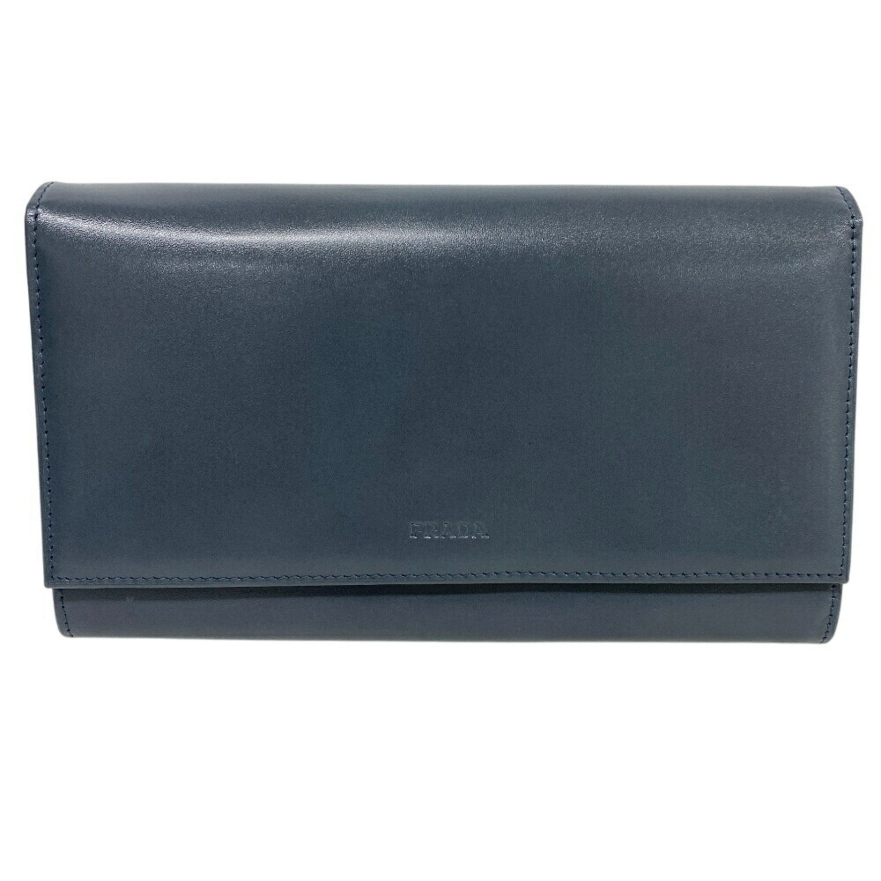 PRADA Louis Vuitton Wallet Vitello Long Card Coin Purse Wallet/Coin Case Blue Women's Men's