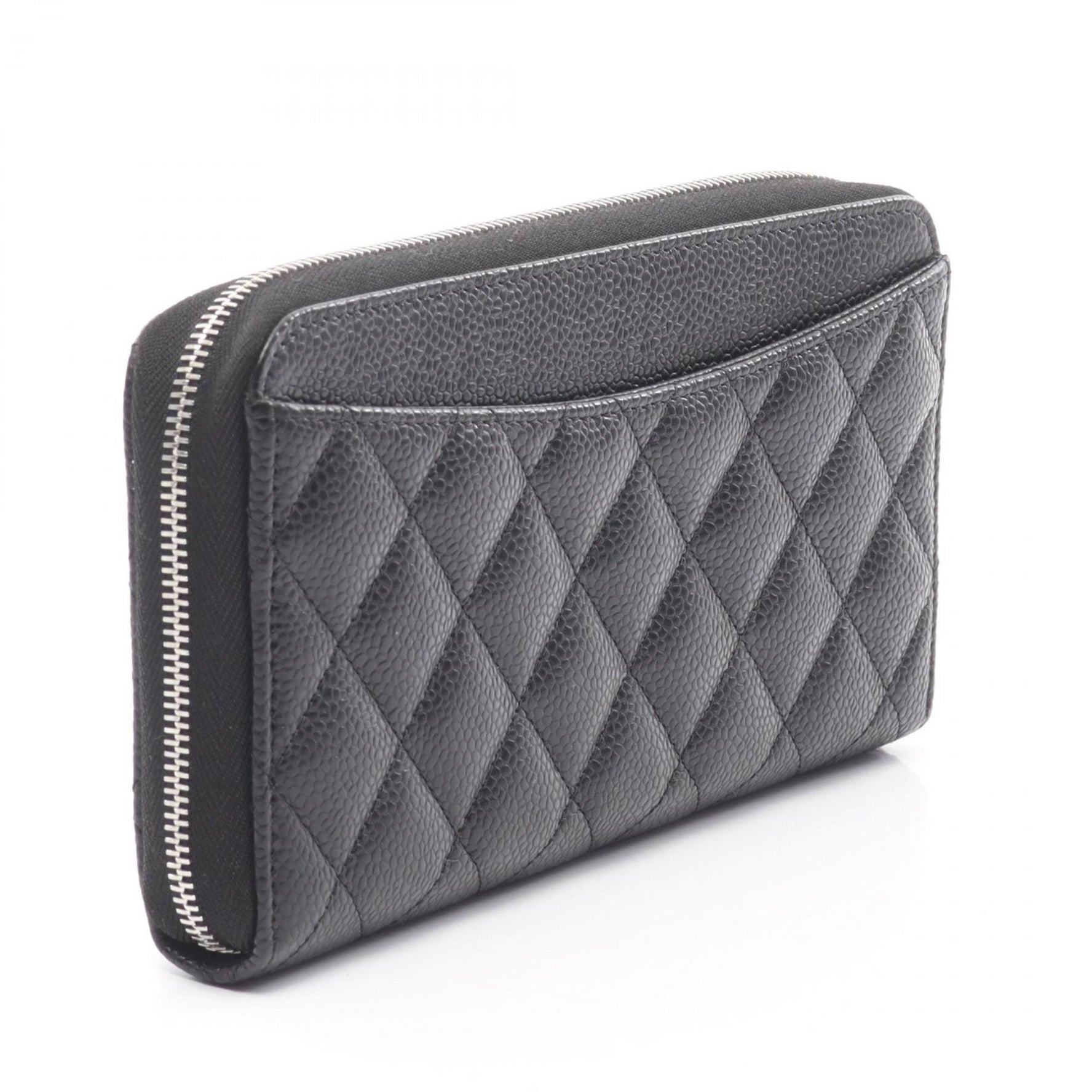 CHANEL Classic Long Zip Wallet, Matelasse, Round Grained Calfskin Leather