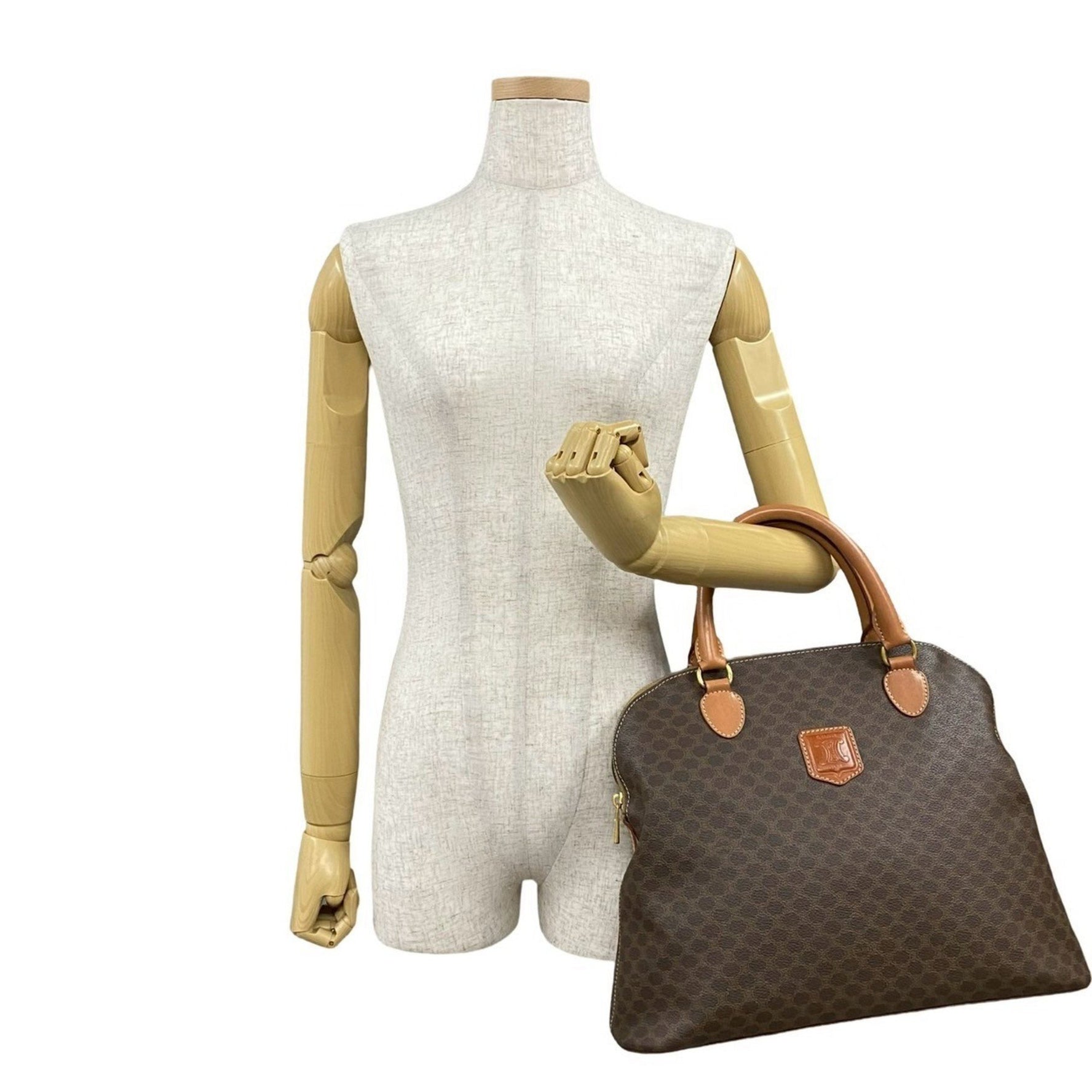 CELINE Macadam Blason Triomphe Leather Handbag/Mini Tote Bag