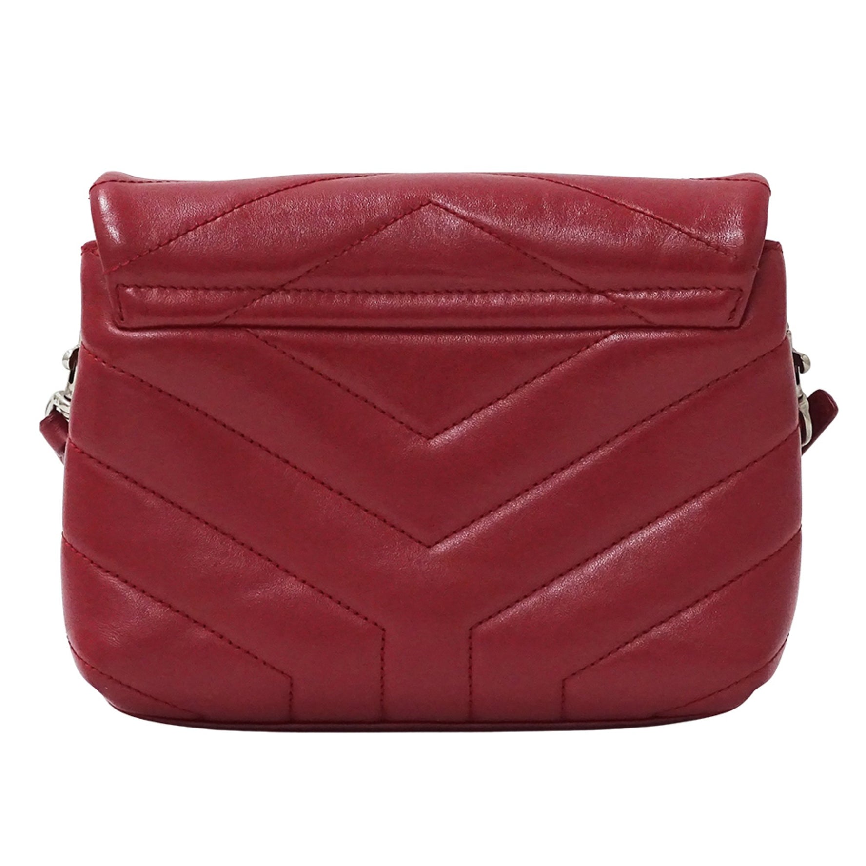 Saint Laurent Lulu Shoulder Bag, Red Leather, Mini Crossbody Bag
