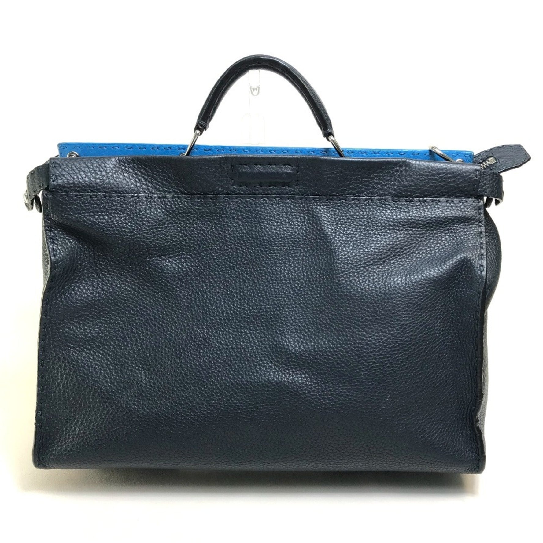 FENDI Selleria Peekaboo Shoulder Bag, Business Leather, Navy x Blue