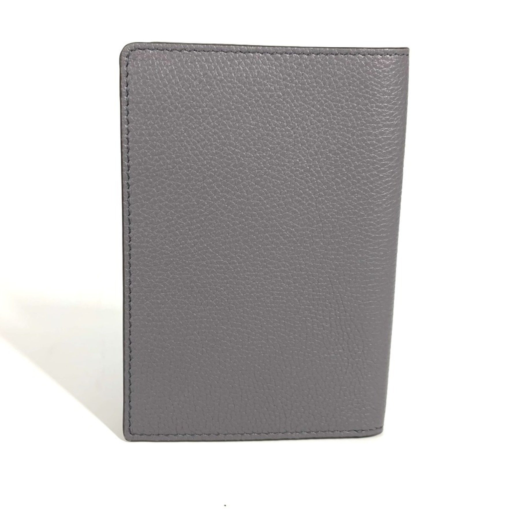FENDI Logo Cover Stationery Passport Case Leather Men's Grey