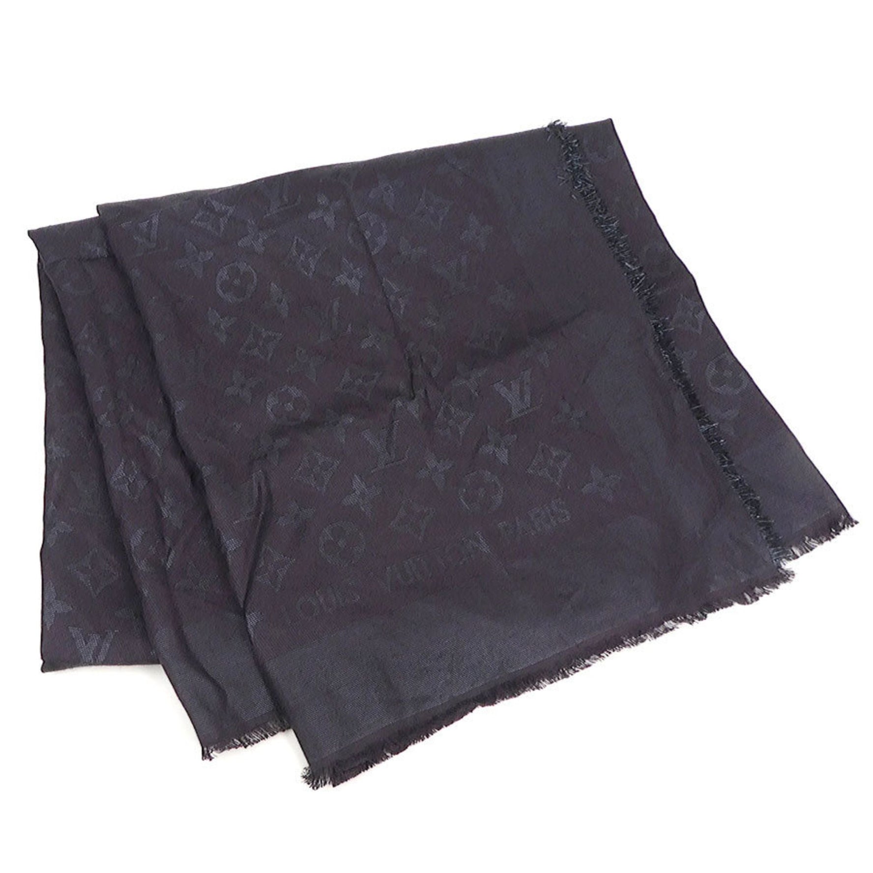 Louis Vuitton Monogram Silk, Polyester, and Wool Stole/Scarf, Dark Purple