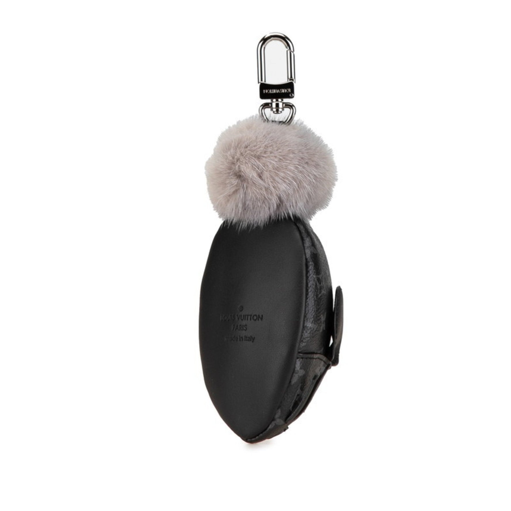 Louis Vuitton Monogram Eclipse Pouch LV Chinchilla Bag Charm Coin Case M00962 Black PVC Leather Women's LOUIS VUITTON