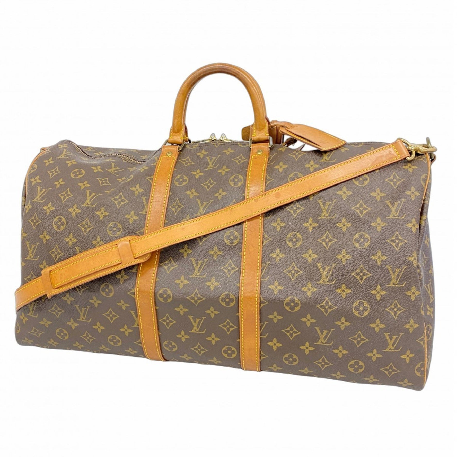 Louis Vuitton Monogram Keepall Bandouliere 55 Boston Bag M41414 Brown Men's and Women's