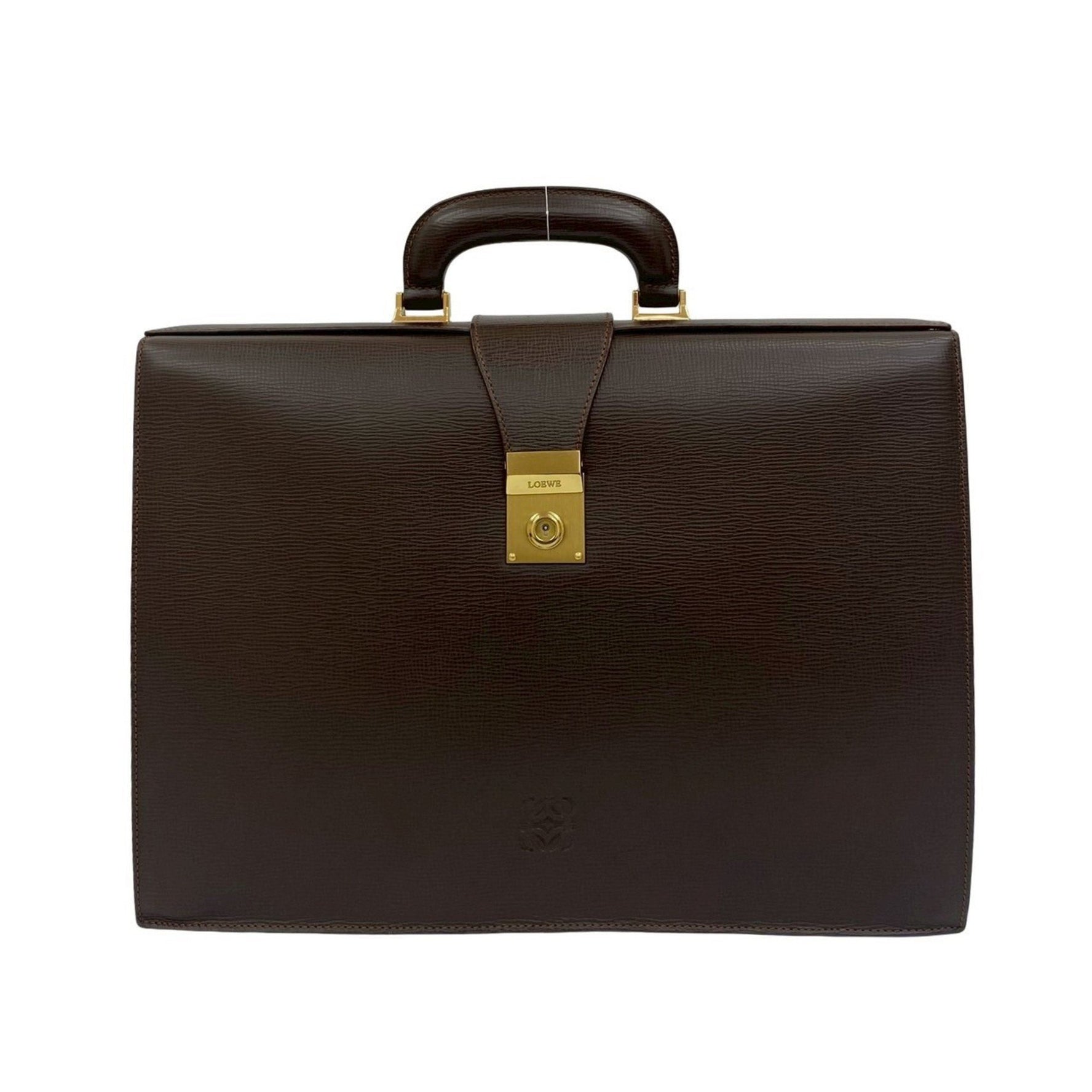 LOEWE Anagram Embossed Logo Leather Business Briefcase Handbag