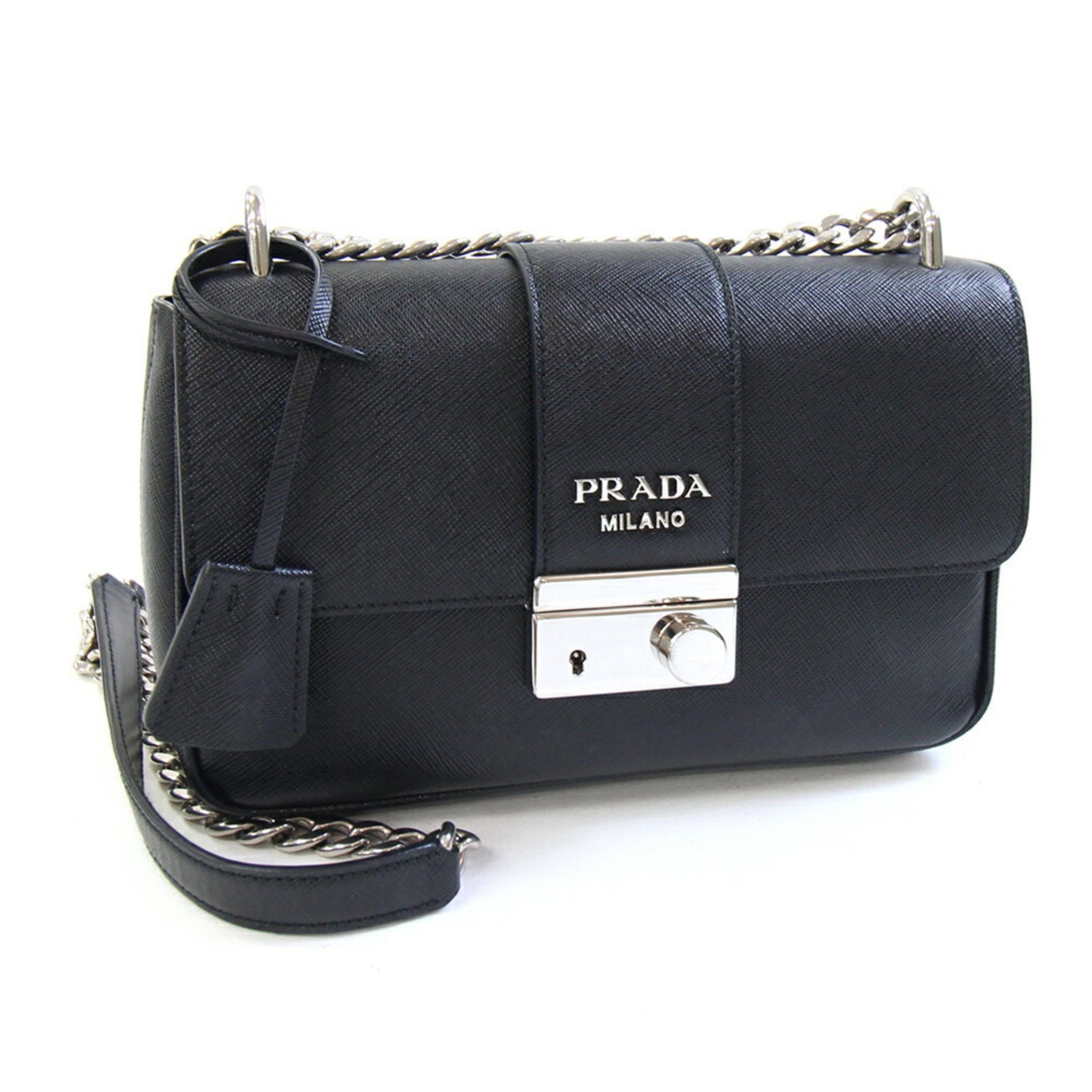 Prada Shoulder Bag Leather Saffiano Chain Crossbody