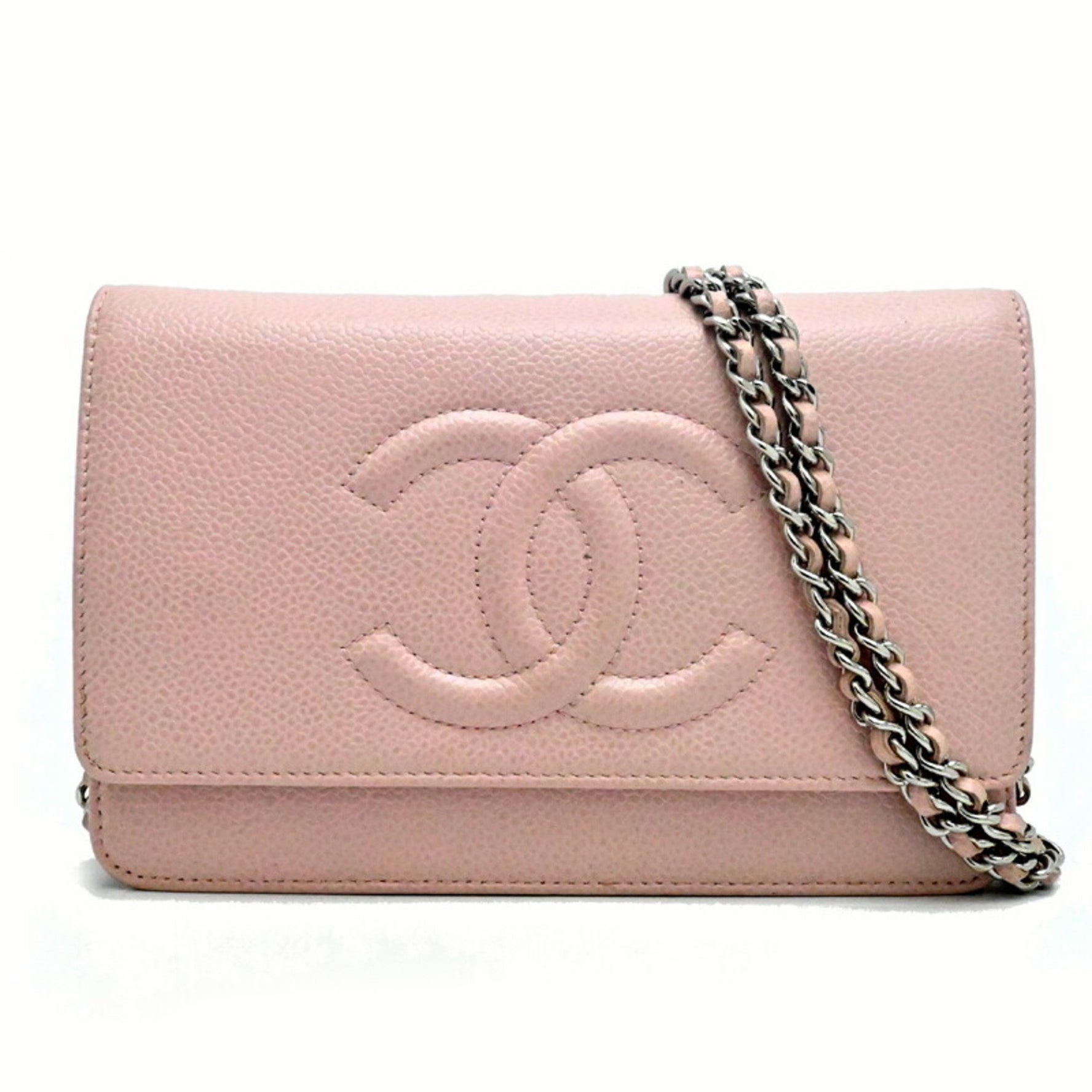 Louis Vuitton Coco Mark Chain Wallet Shoulder Bag 8654 Caviar Skin