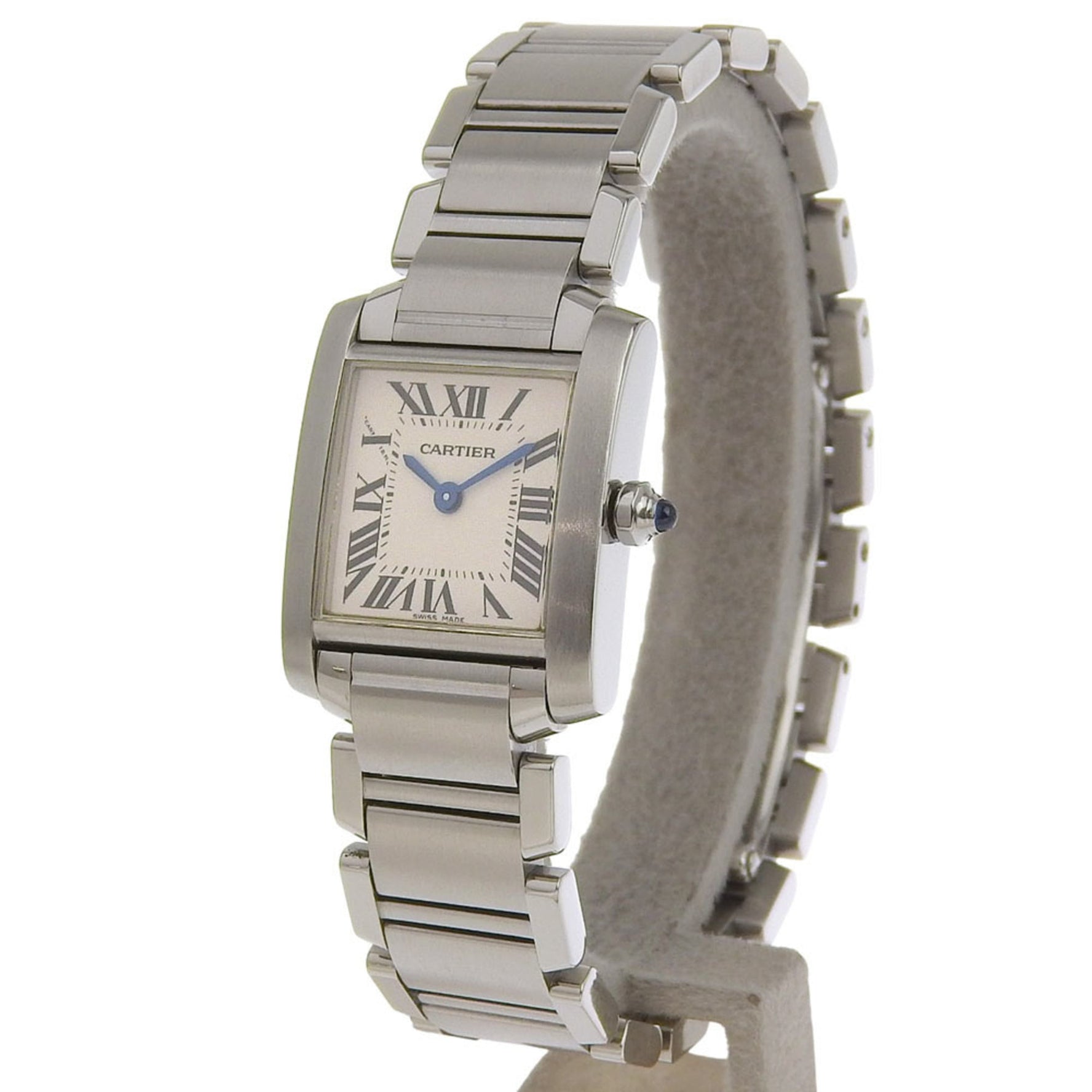 Like new Cartier Tank Française SM white dial stainless steel watch, two hands, quartz movement, x watch