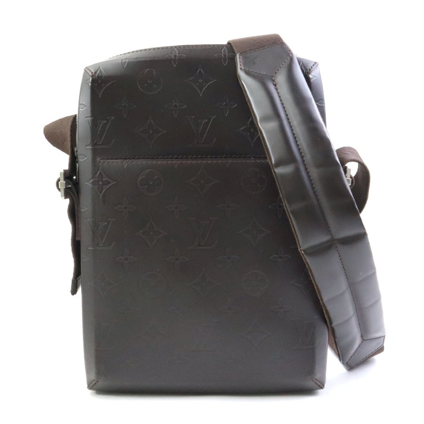 Louis Vuitton Shoulder Bag Monogram Glace Bobby Leather Dark Brown Silver