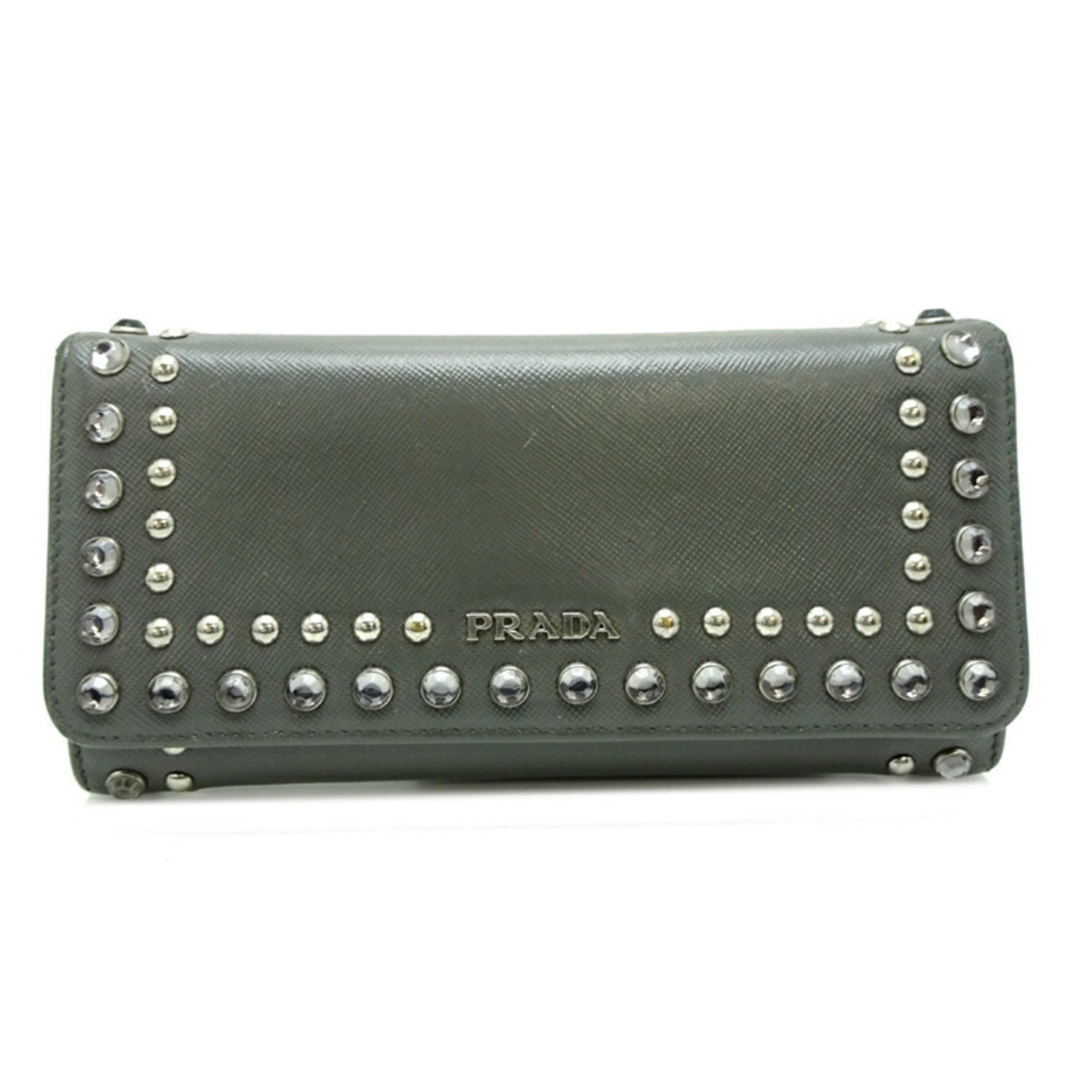 Prada Jeweled Round Long Wallet, Saffiano Leather