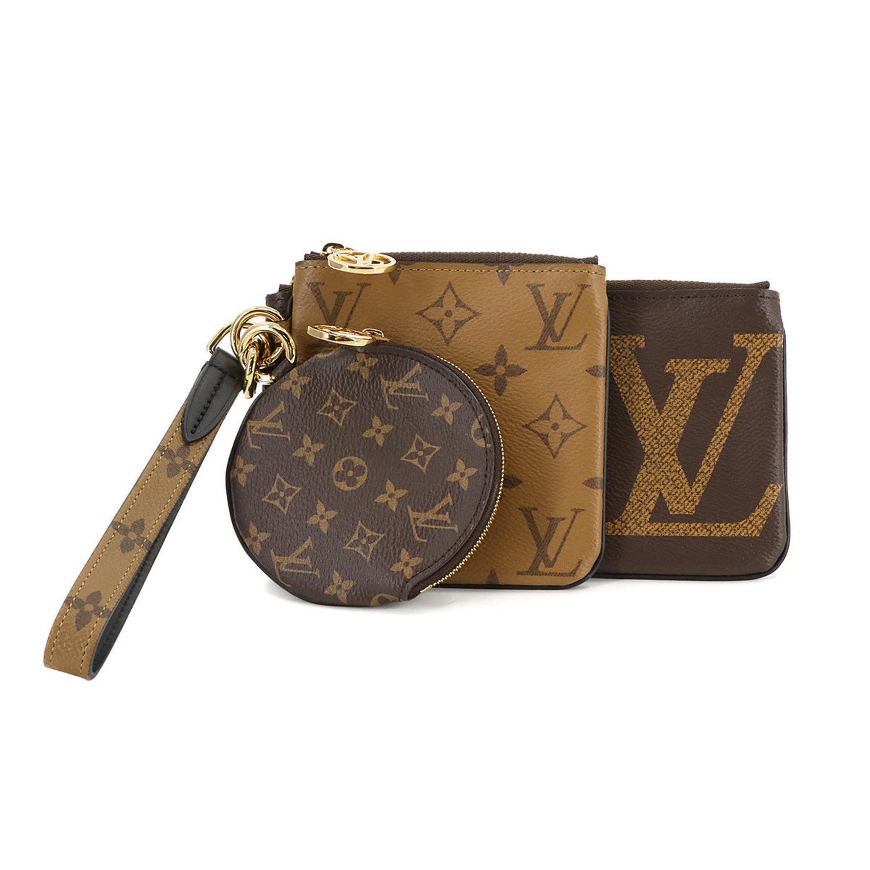 Louis Vuitton Monogram Giant Pochette Trio Pouch, Brown