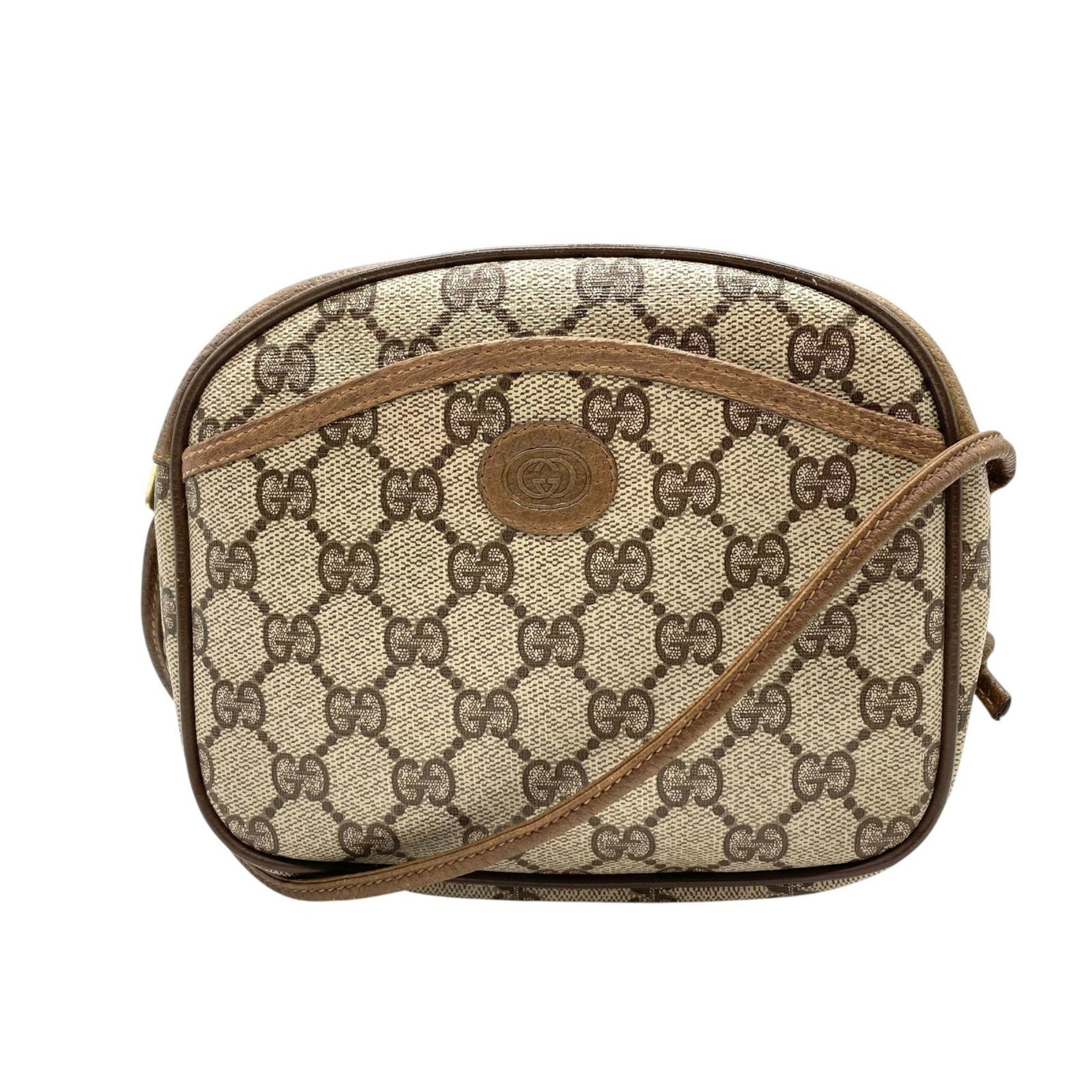GUCCI GG Supreme Shoulder Bag, Leather with Gold Hardware, Crossbody/Diagonal Sling, Vintage Pattern