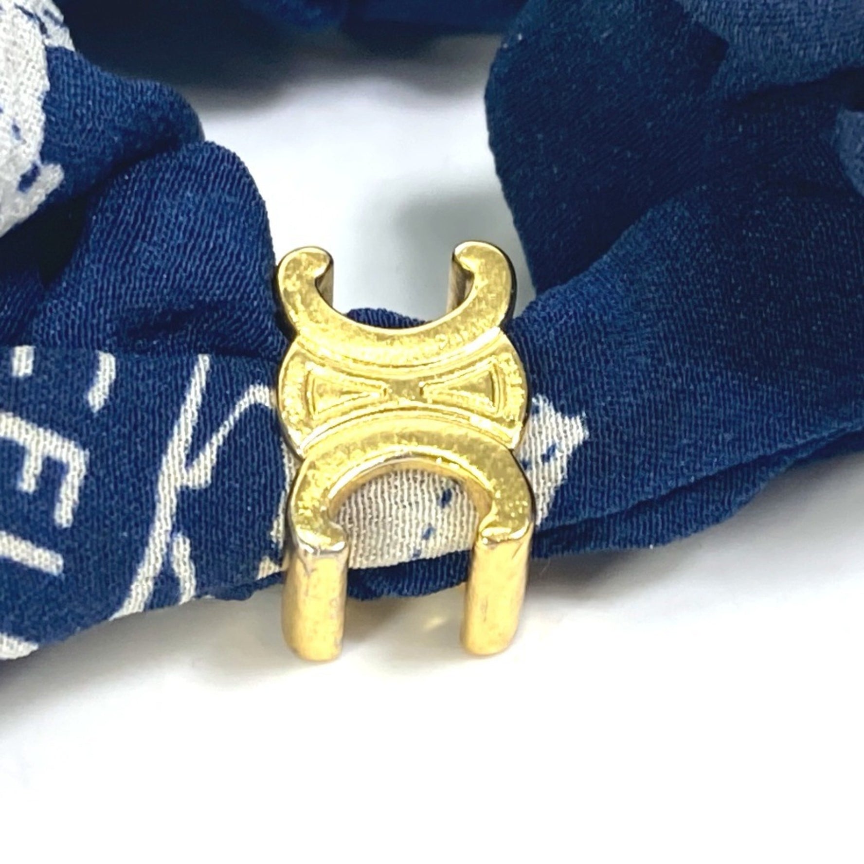 CELINE Sulky Logo Hair Accessory, Silk Scrunchie, Blue