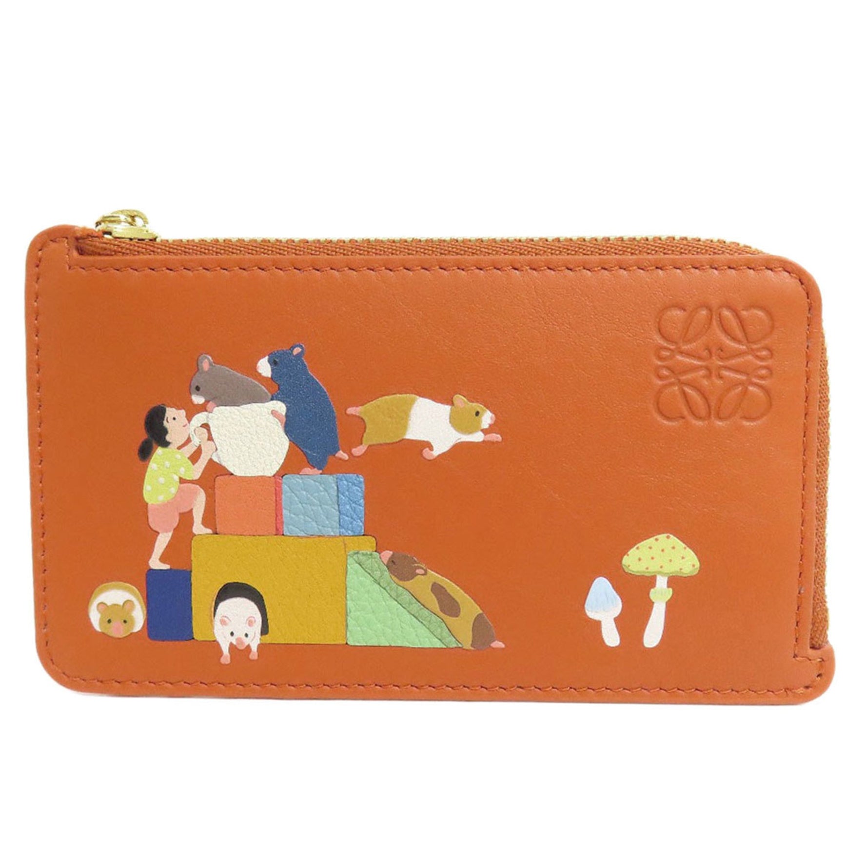 LOEWE Hamster Motif Wallet/Coin Case Leather Women's
