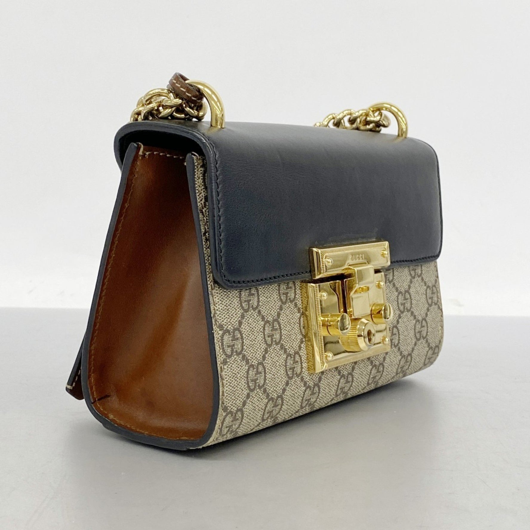 Gucci GG Supreme Shoulder Bag Brown Black