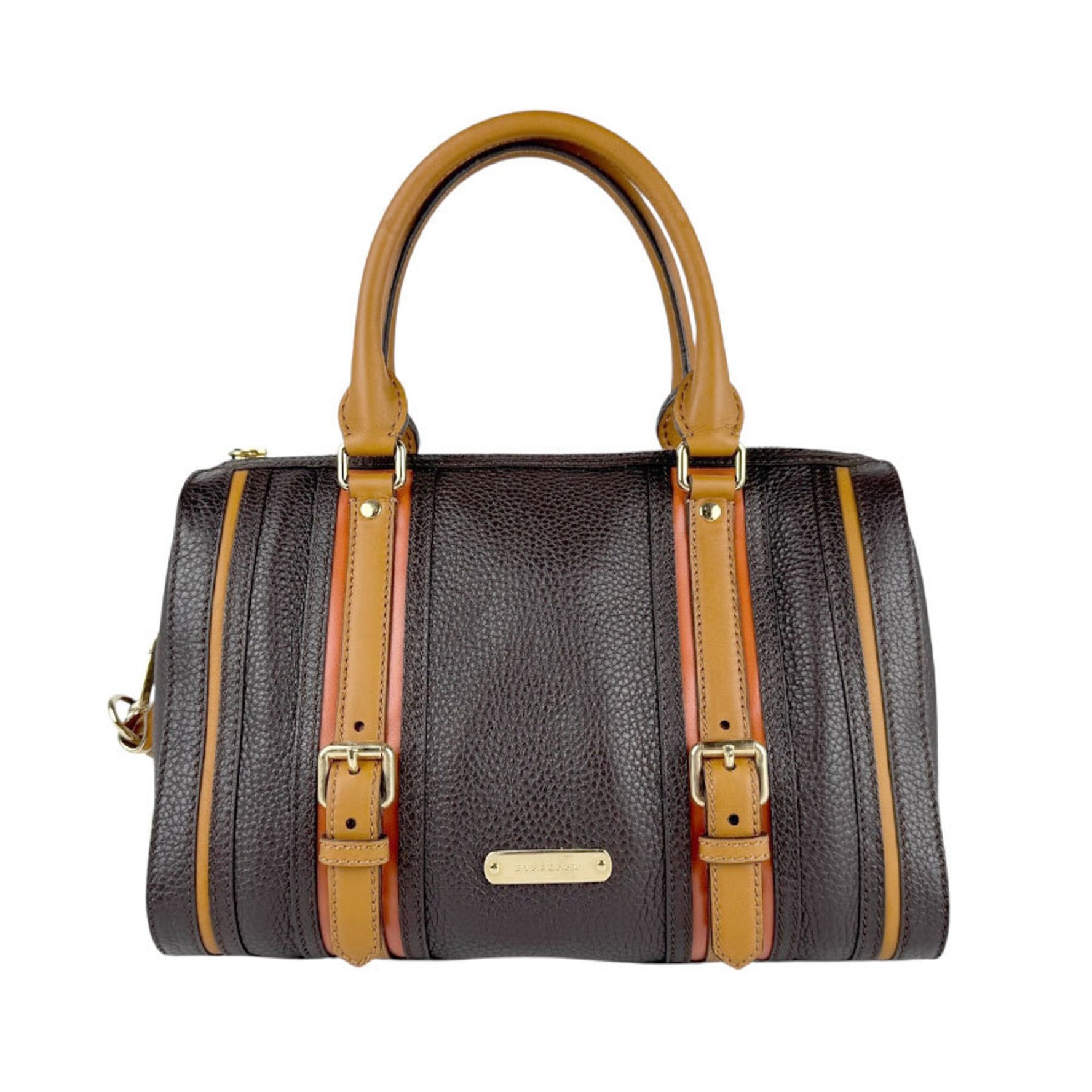 Burberry handbag shoulder bag in brown and gold leather for men women, z6362
