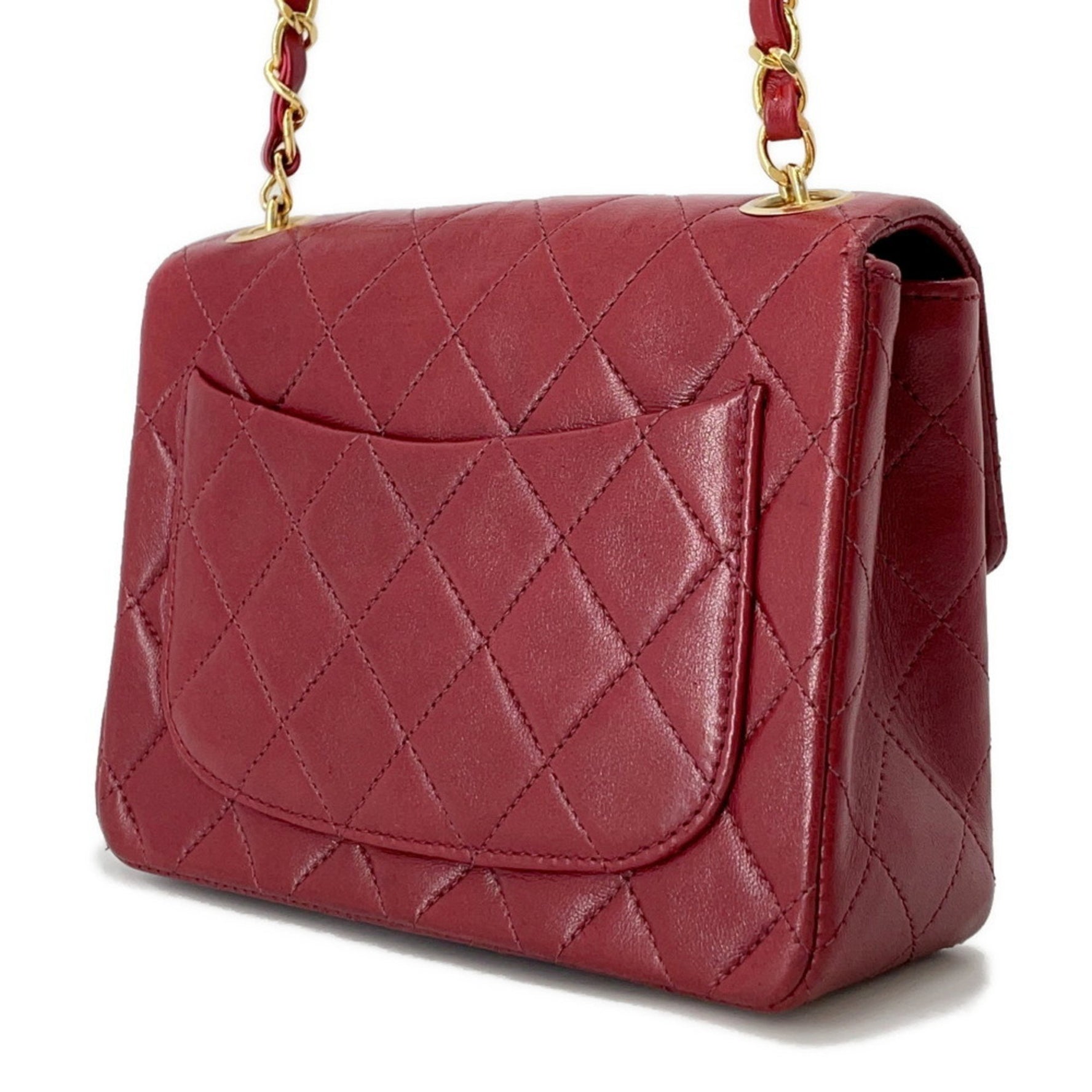 Chanel Chain Shoulder Bag Mini Matelasse Coco Mark Lambskin Mato