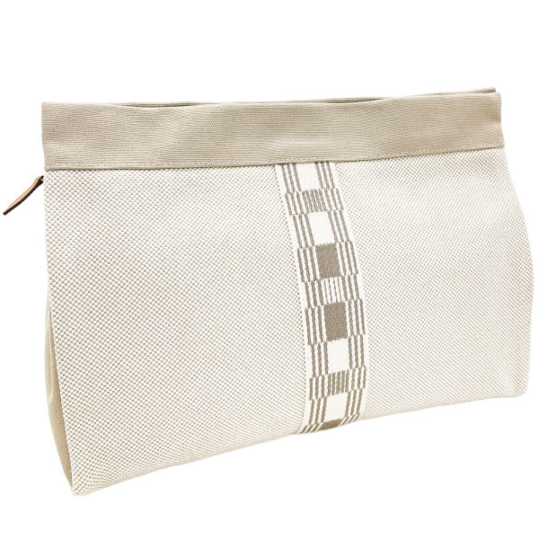 Hermes Hermès Jime Tou GM Toile H Cotton Canvas Pouch, Beige. This multi-purpose pouch can be used as a clutch bag, second or bag-in-bag.