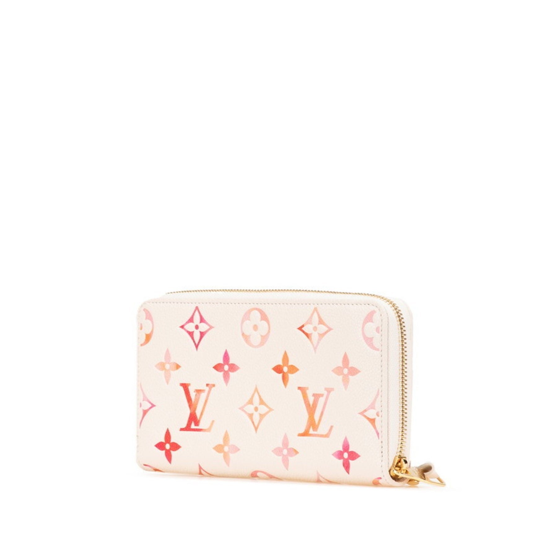 Louis Vuitton Monogram Empreinte Zippy Wallet, Sunrise Aquarelle, Round Zip Long Wallet White and Pink Leather