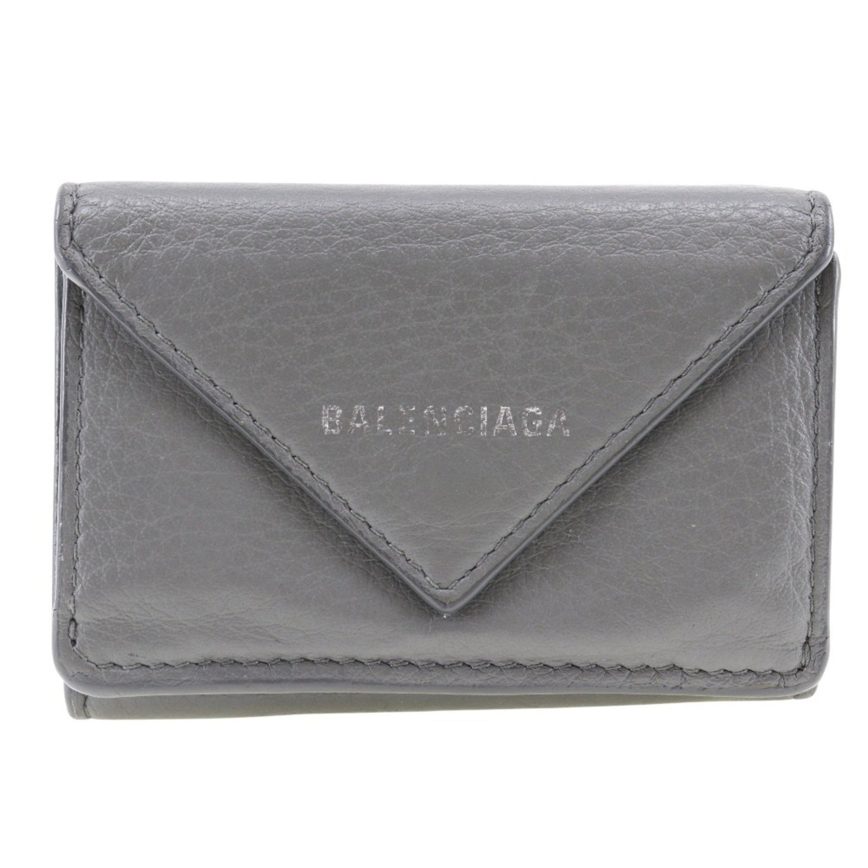 BALENCIAGA Paper Wallet Trifold Calf Snap Button Men's Women's I120824077
