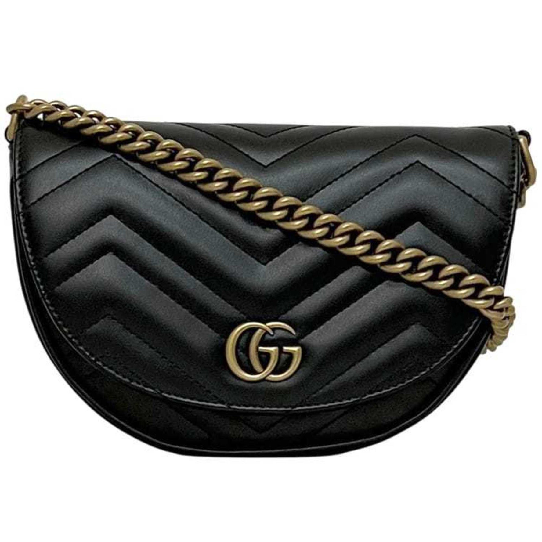Gucci Chain Shoulder Bag GG Marmont Unused Leather 0416 Crossbody Flap Stitch