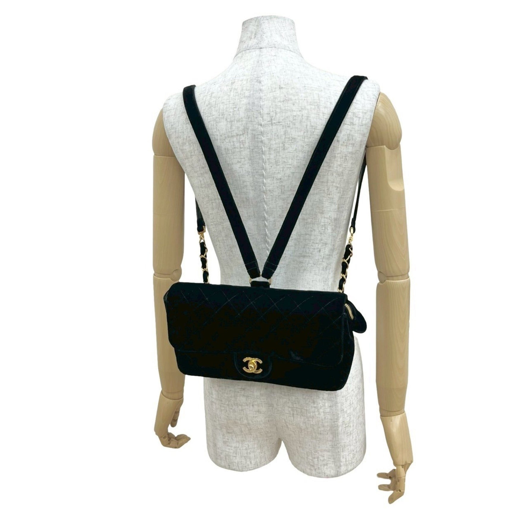 CHANEL Matelasse Coco Mark Velour Leather Chain Backpack in