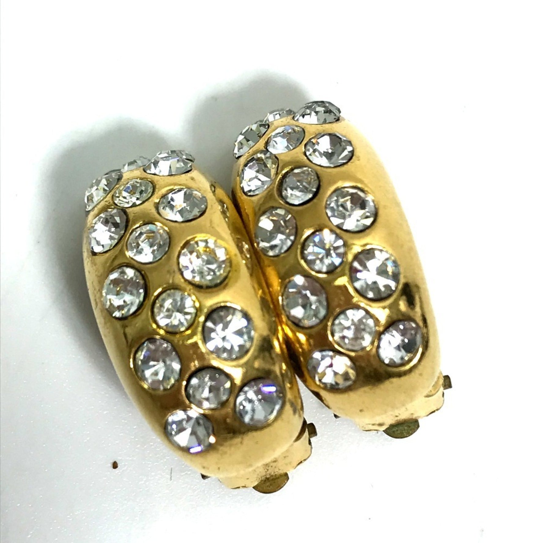 CHANEL Vintage Rhinestone Earrings, Metal