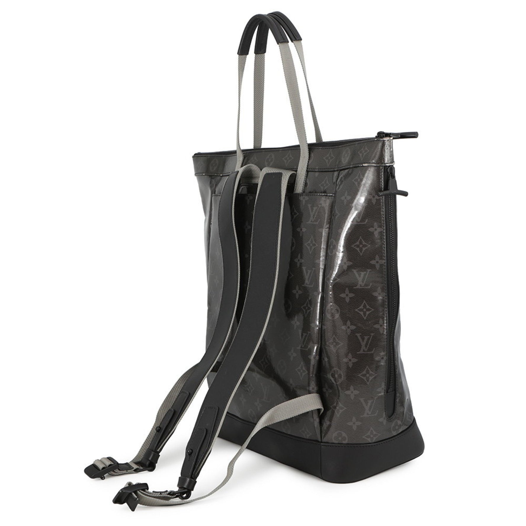 Louis Vuitton Monogram Eclipse Glaze Zipped Tote Bag a backpack in black.