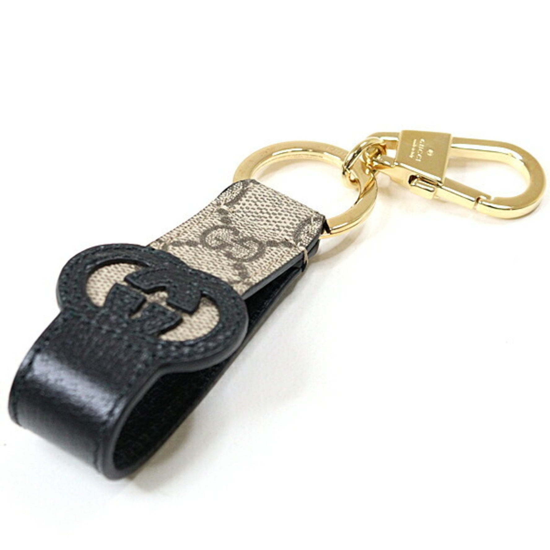 Gucci Cutout Interlocking G Keychain Beige/Black Key Holder