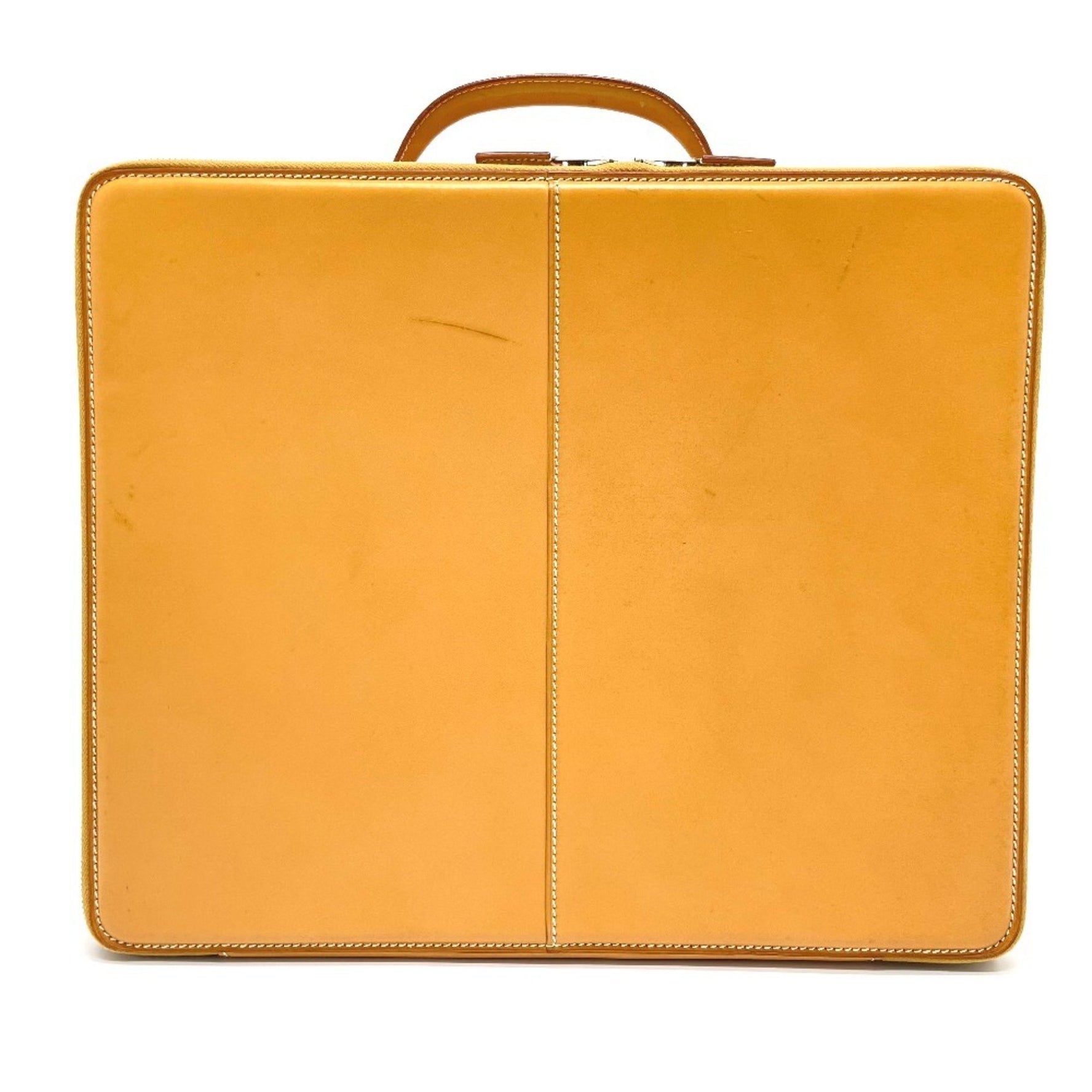 HERMES Air Light MM Briefcase Handbag Leather Beige