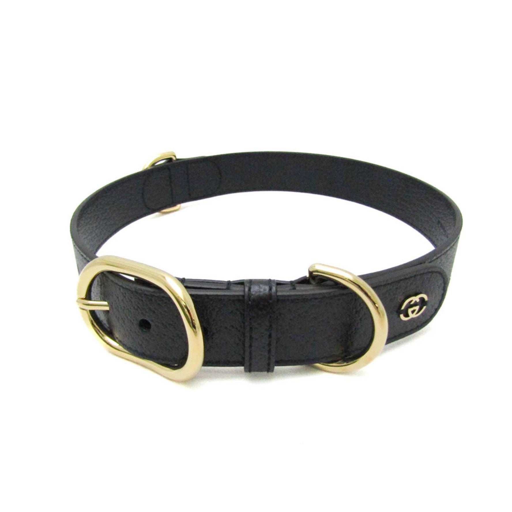 Gucci Interlocking G Dog Collar Leather Black