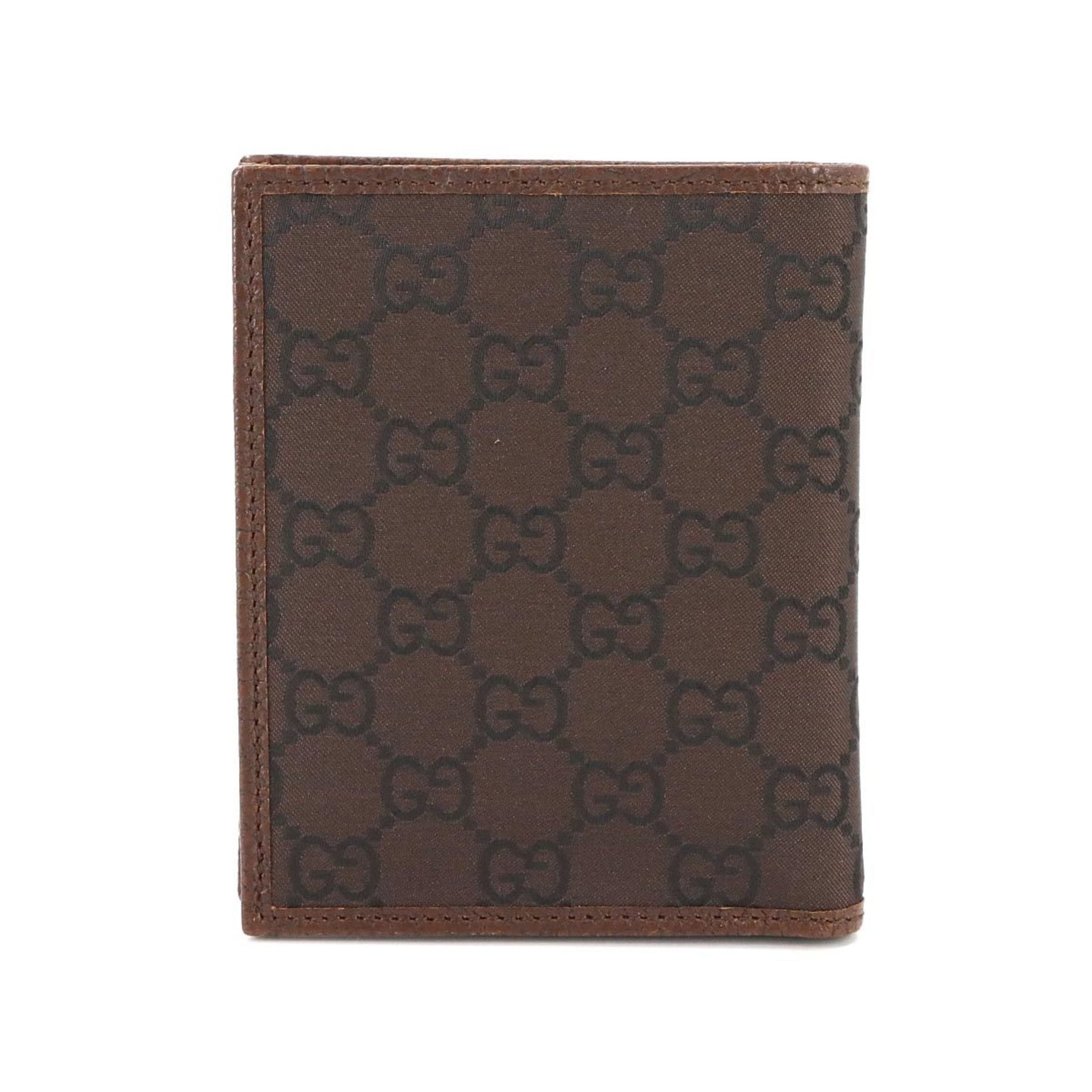 Gucci Compact Wallet, GG Nylon and Leather, Brown,