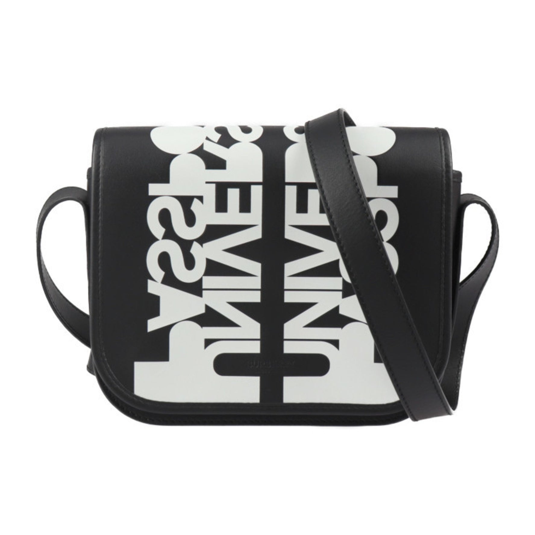 BURBERRY Burberry universal passport shoulder bag leather black white messenger crossbody