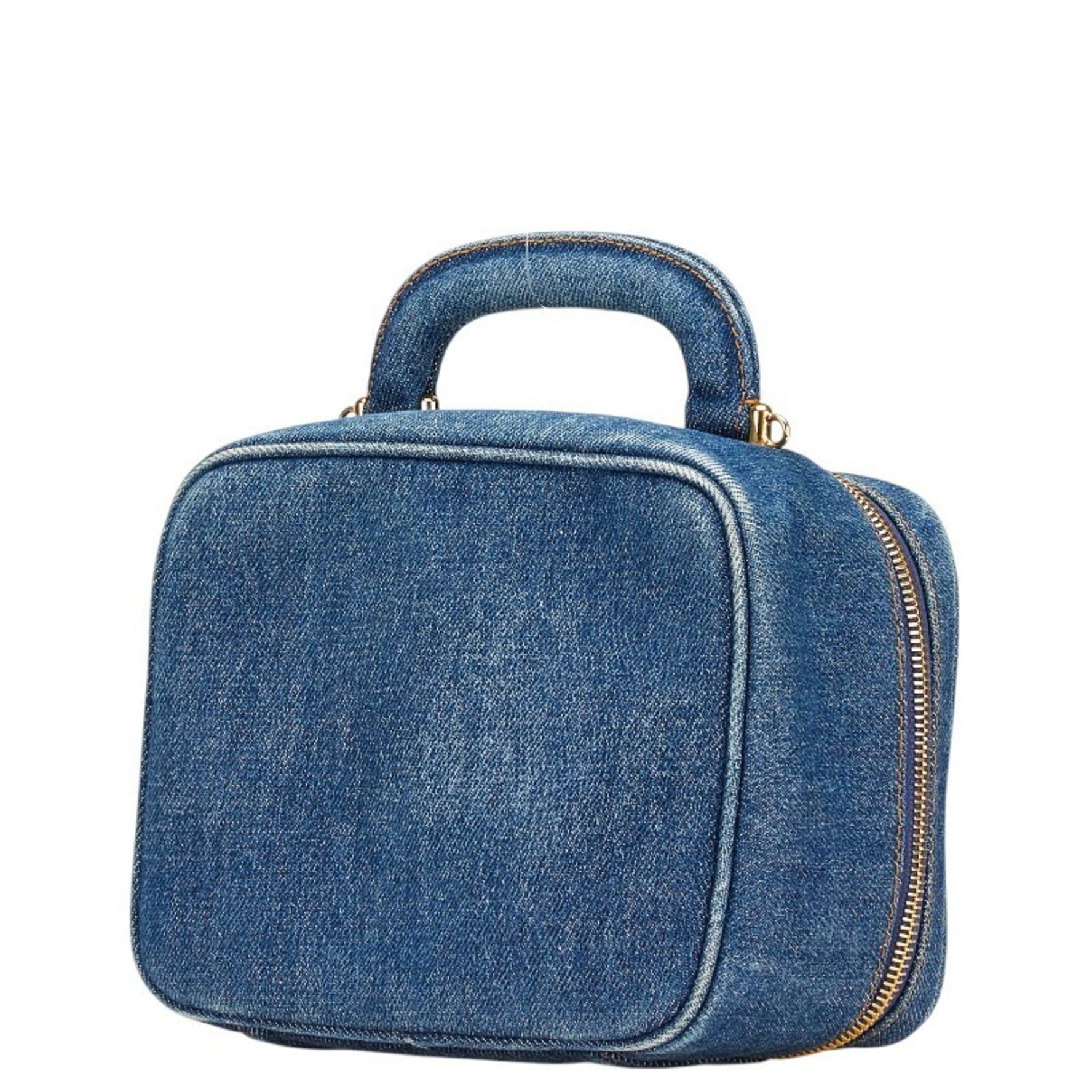 Chanel Coco Mark Vanity Bag Shoulder Indigo Blue Denim