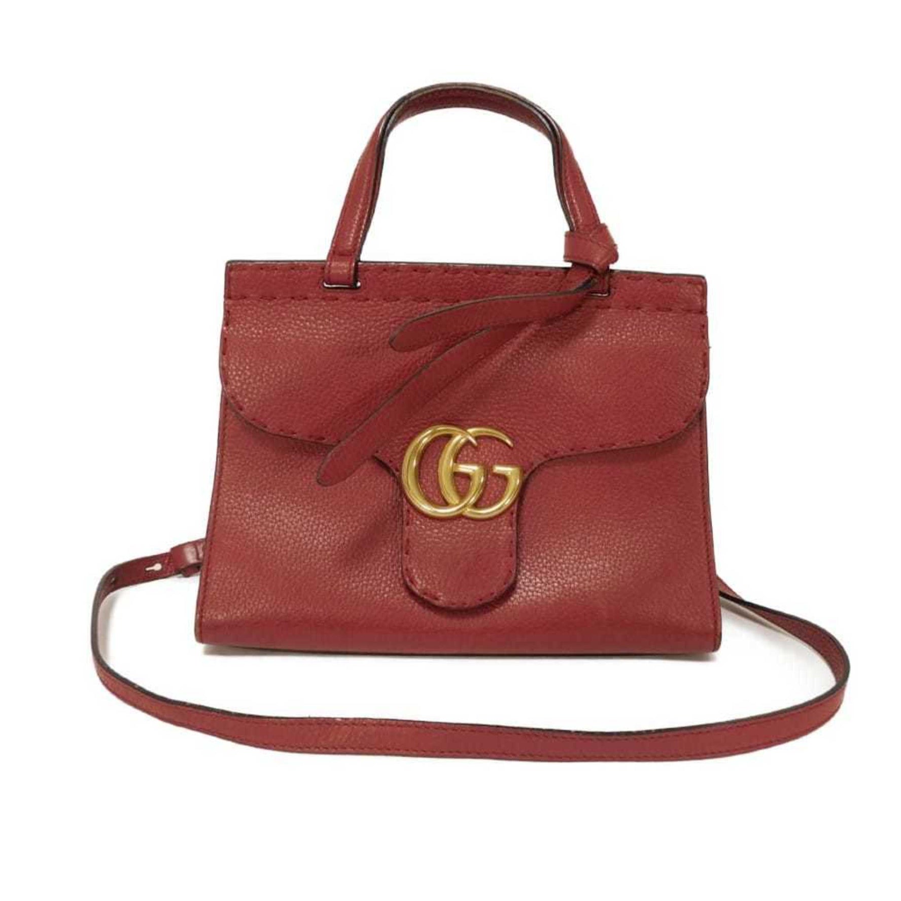 Gucci GG Marmont Small Shoulder Bag with Double G in Red