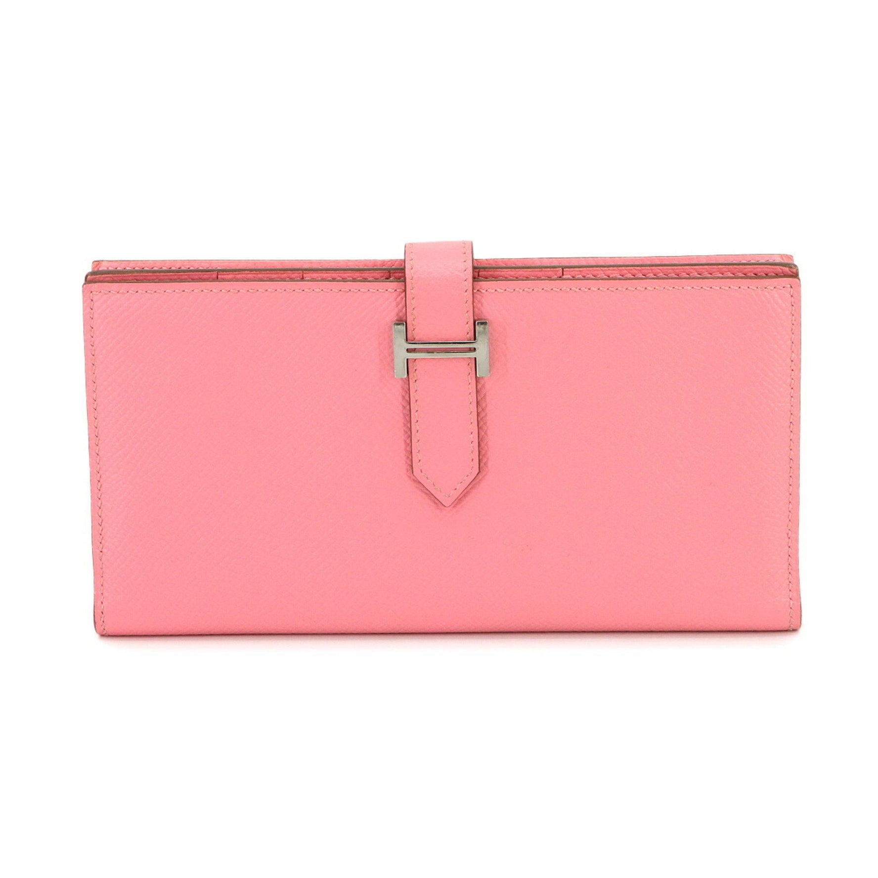 Hermes Hermès Bearn Soufflet Bifold Long Wallet, Epson Rose Confetti, T Stamp, Silver Hardware