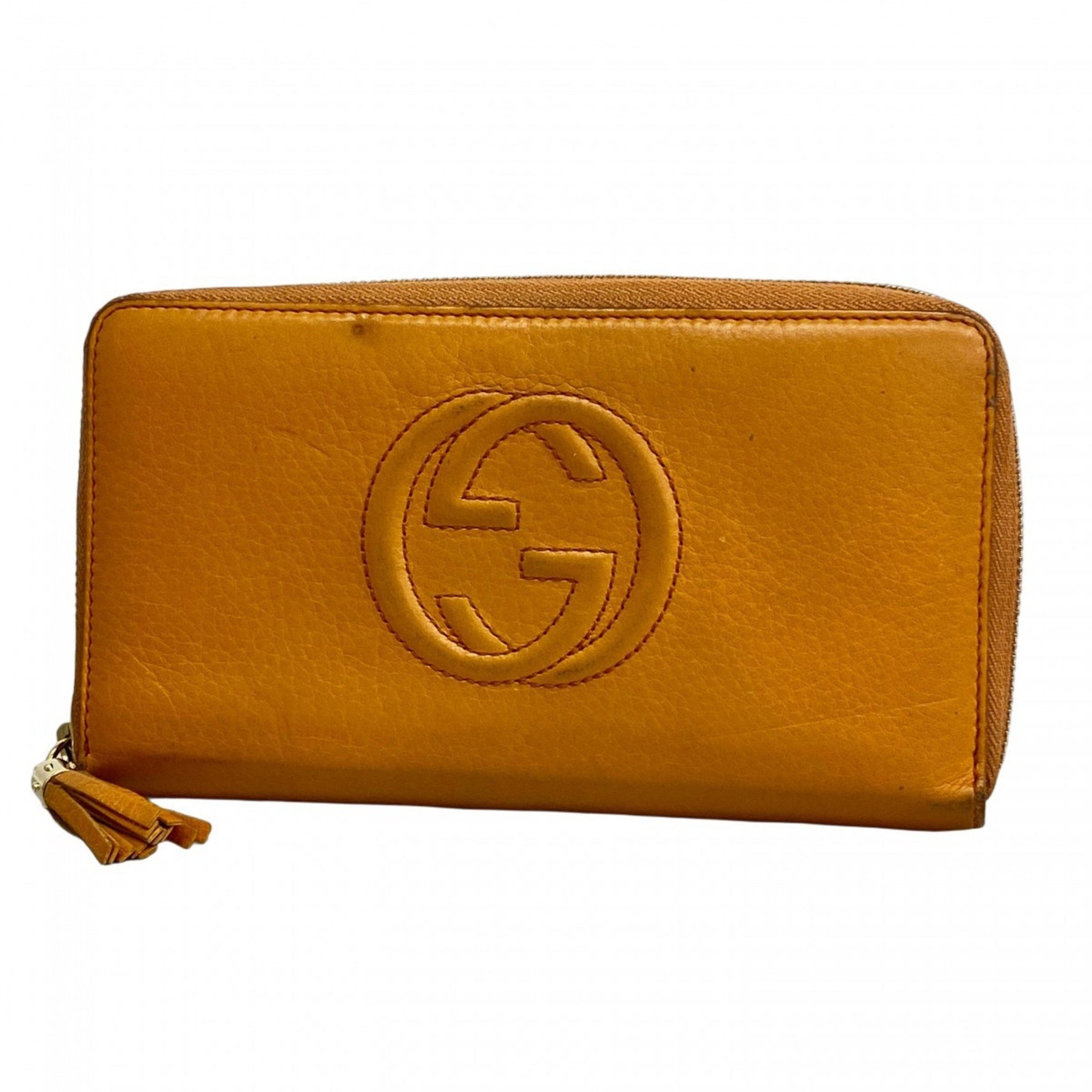 Gucci Soho Long Wallet Leather Orange Champagne Women's