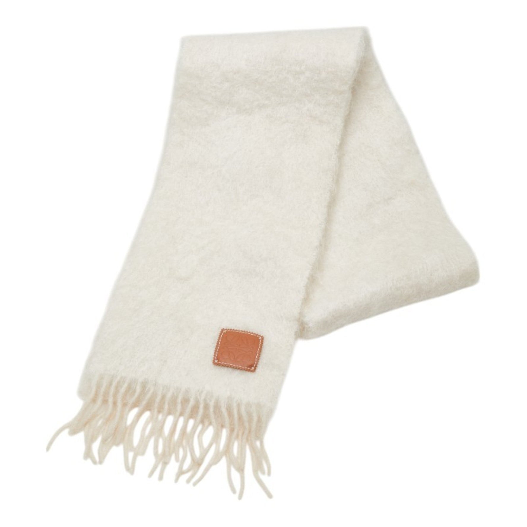 LOEWE Anagram Scarf in Wool, Leather, and Mohair