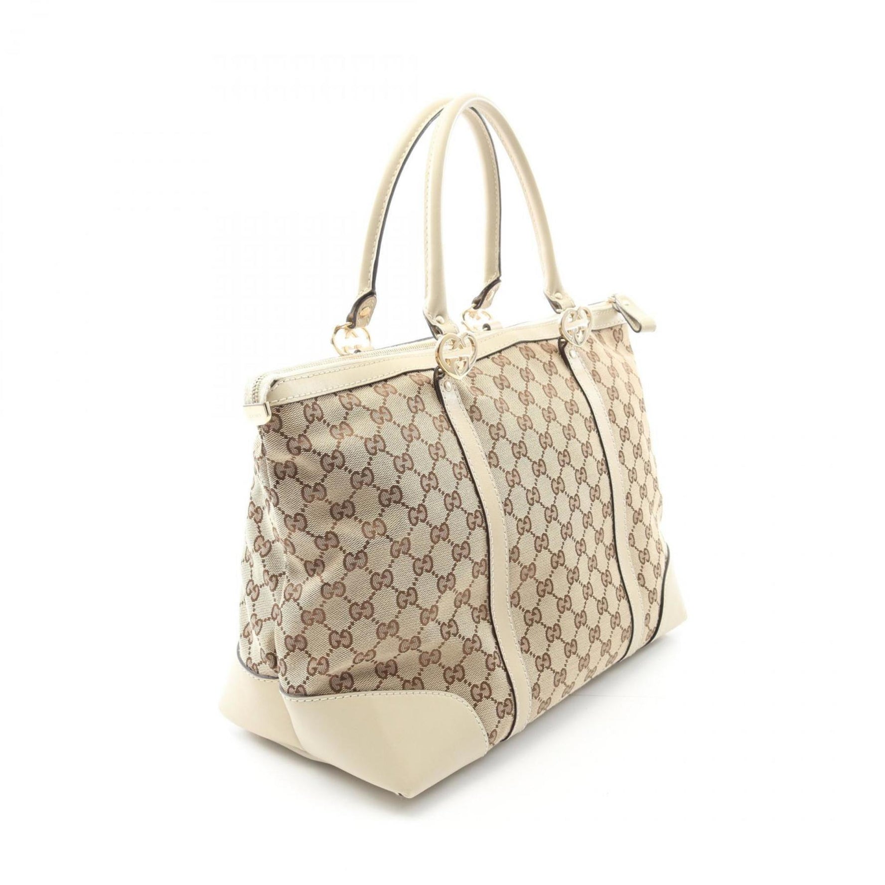 Gucci GG Canvas Lovely Tote Bag, and Leather, Beige Ivory