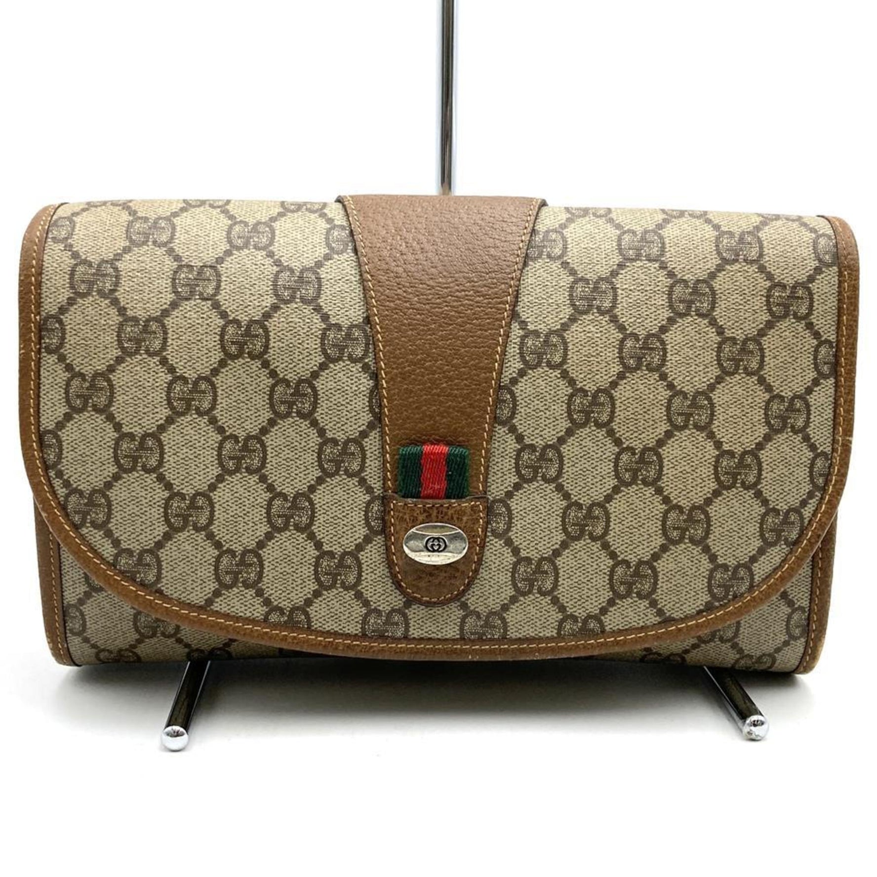 GUCCI 014.122.6052 Second Bag Clutch Pouch GG Supreme Canvas Shelly Old Men's