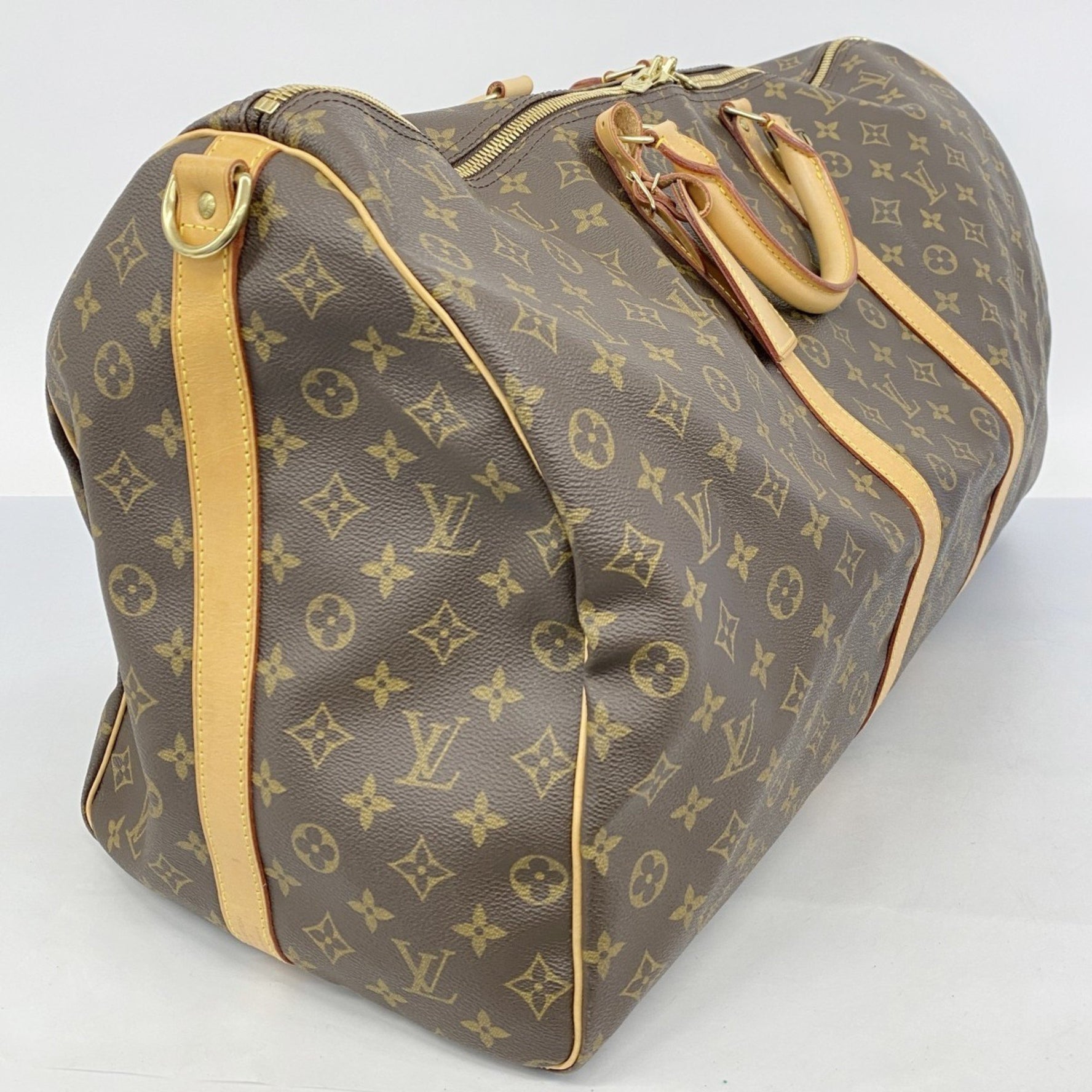 Louis Vuitton Monogram Keepall Bandouliere 60 Boston Bag M41412 Brown Men's and Women's