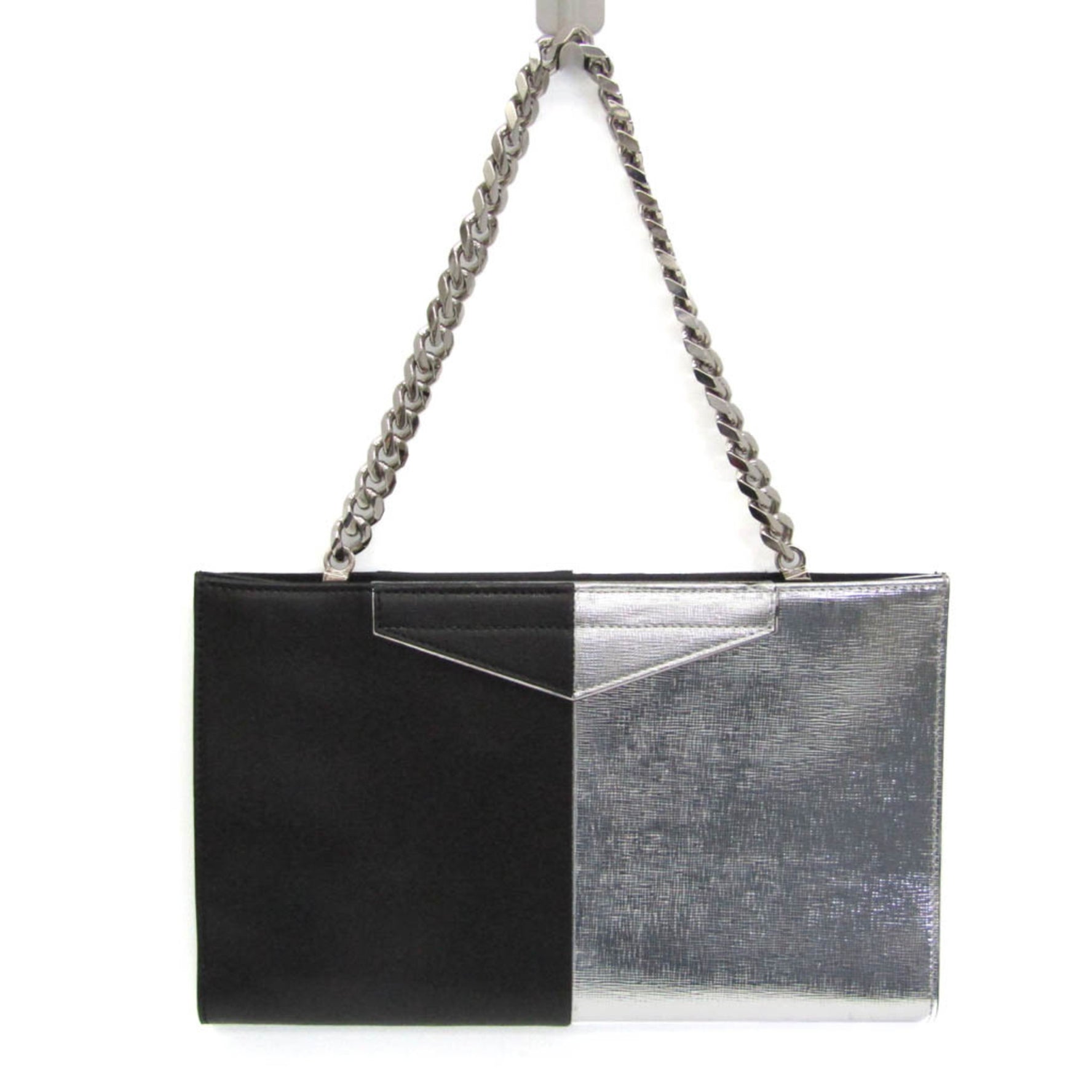 Fendi Chain Leather Tote Bag Black,Silver
