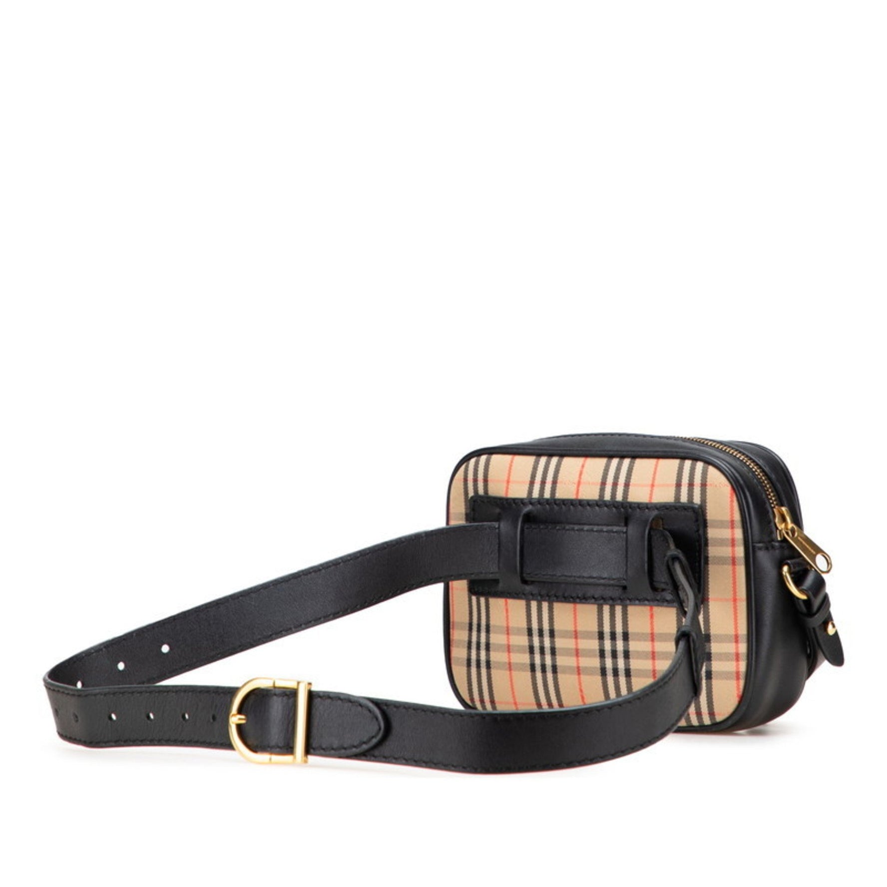 Burberry Nova Check Waist Bag/Body Bag in Beige and Black Canvas Leather for Women