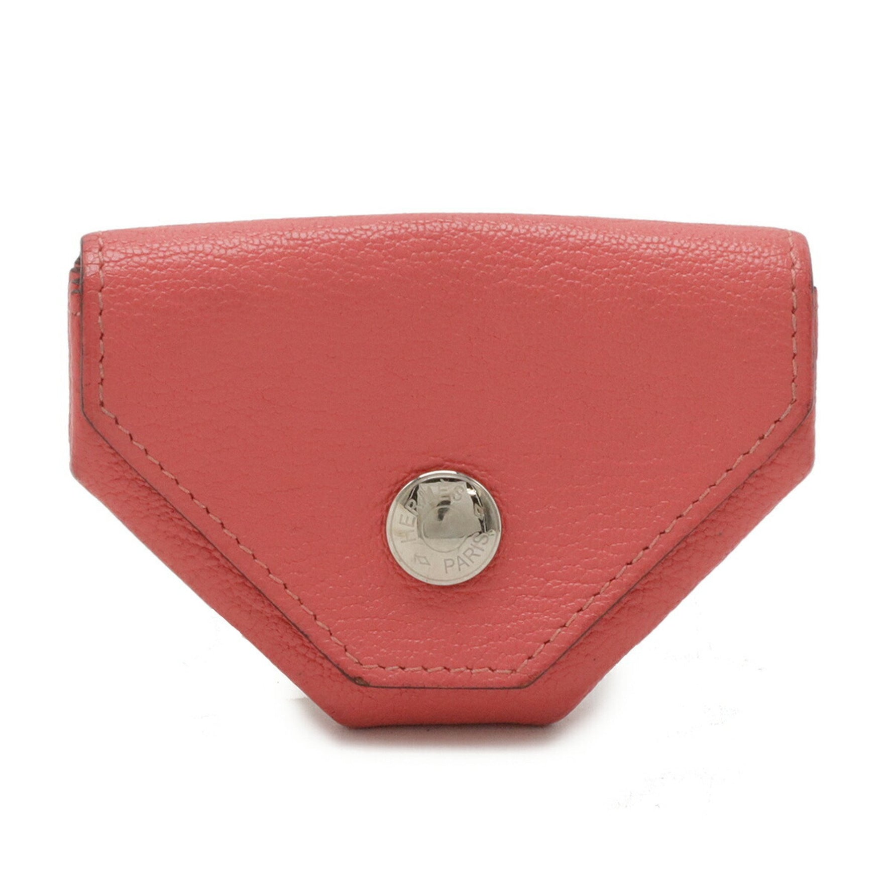 HERMES Le Vingt Quatre Coin Case, Chevre Mysore Leather, Rose Lipstick, Y Stamp