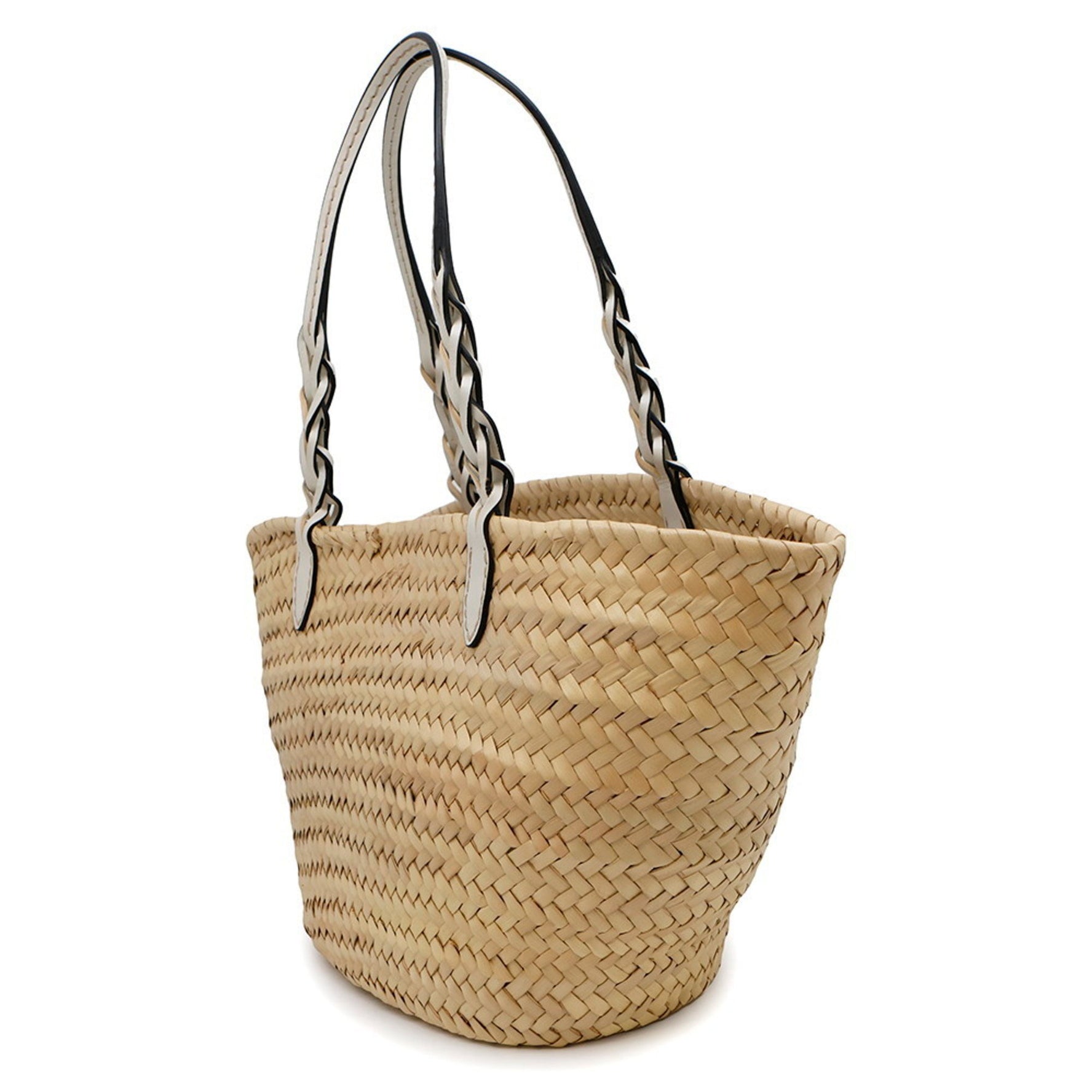 Prada Woven Palm Straw Tote Bag 1BG314 PRADA White