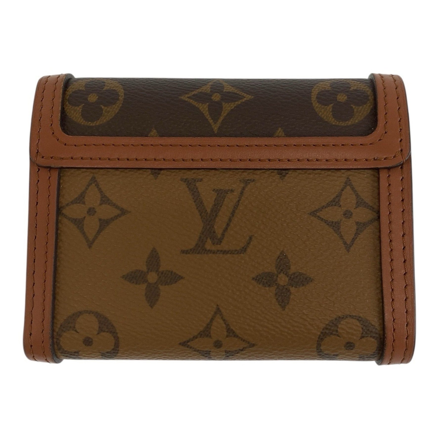 LOUIS VUITTON Monogram Reverse Portefeuille Dauphine, Brown with Gold Hardware, M68725, Compact Wallet